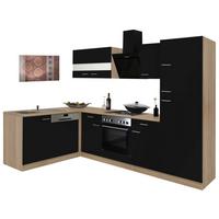 Eckküche Economy M. Geräten 172x280 Cm Schwarz/eiche Dekor - Eichefarben/Schwarz, Basics, Glas/Holzwerkstoff (172/280cm) - Respekta