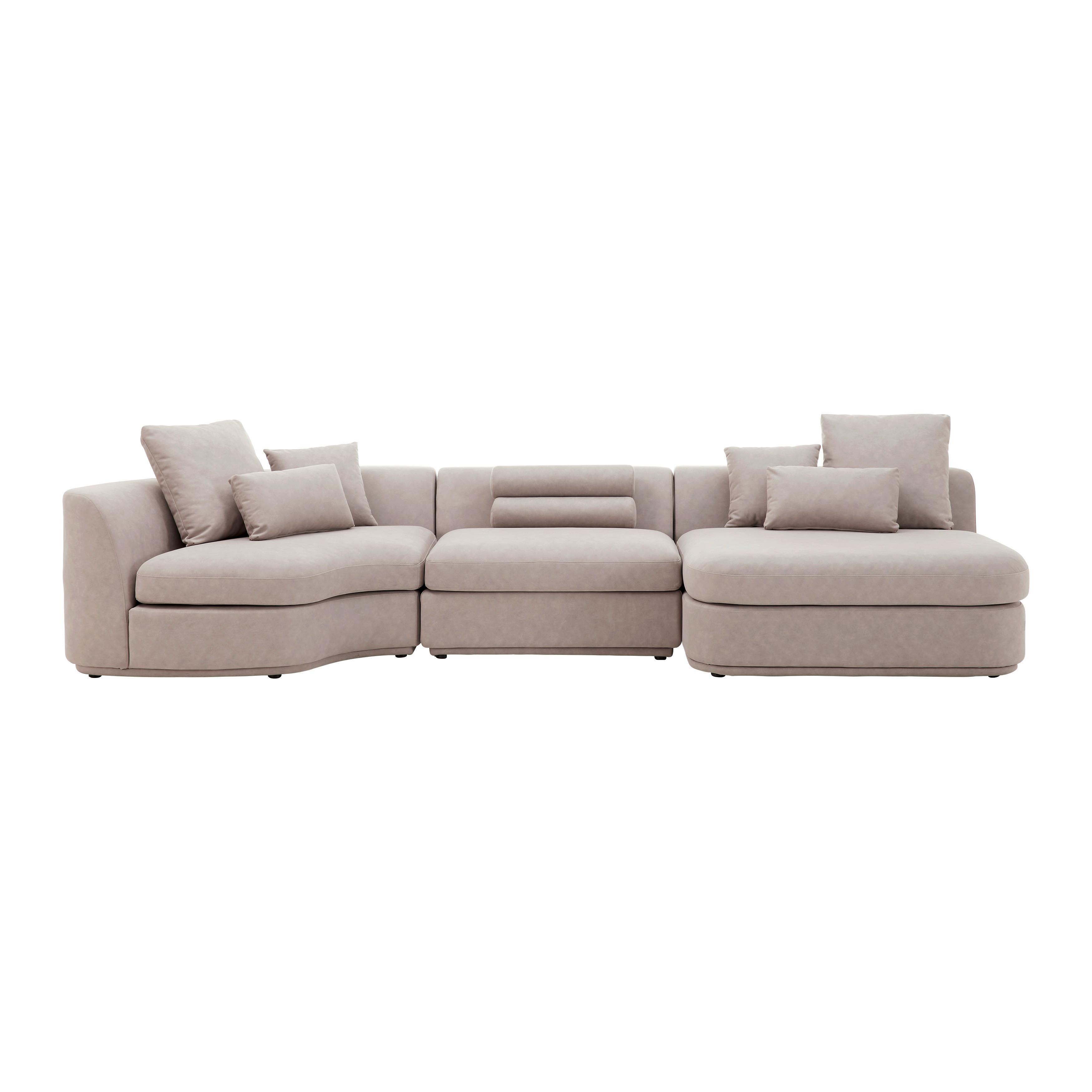 Sedací souprava Anna béžová - bílá/béžová, Moderní, dřevo/textil (360/71/134cm) - Bessagi Home