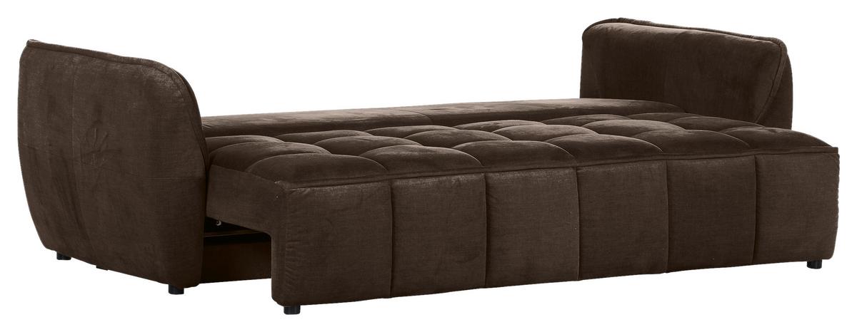2-Sitzer-Sofa Mit Schlaffunktion Meyford B:250cm - Dunkelbraun/Schwarz, KONVENTIONELL, Textil (250/70/118cm) - MID.YOU