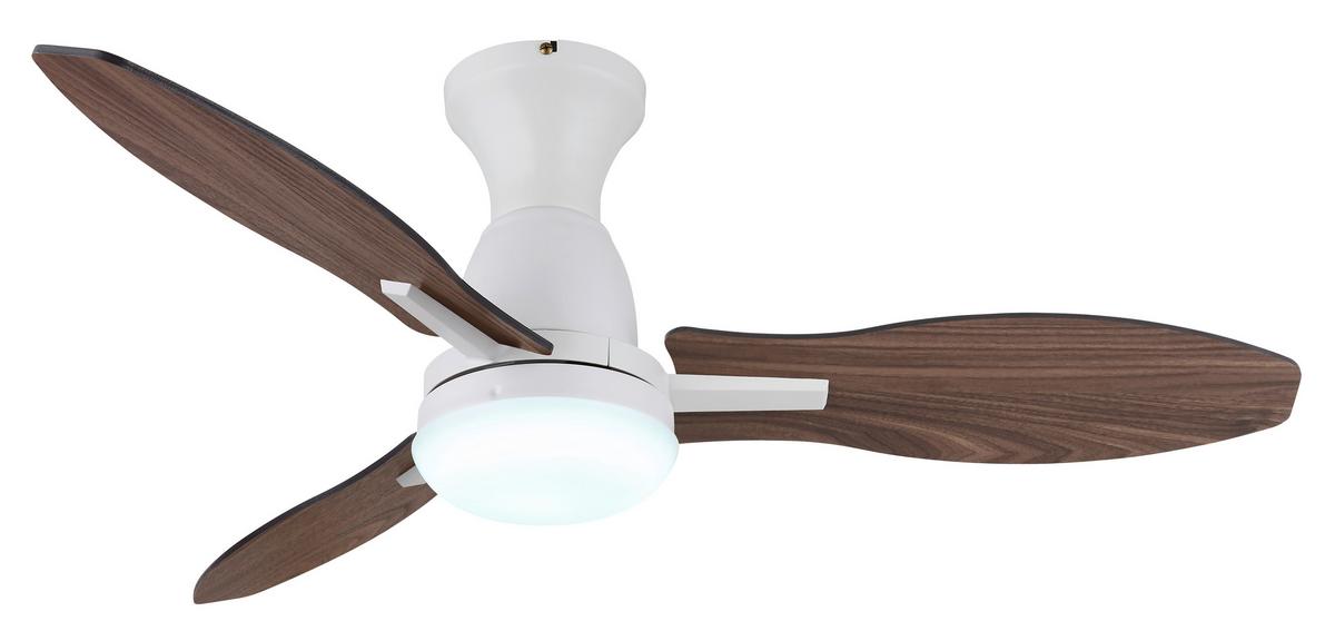 Deckenventilator Gale Opal Weiß Braun D: 107 cm - Hellbraun/Dunkelbraun, KONVENTIONELL, Holzwerkstoff/Kunststoff (107/32,5cm) - Globo