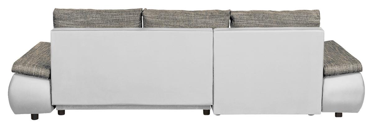 Ecksofa Acra Grau, Weiß B: 266x175 Cm - Chromfarben/Schwarz, Design, Textil (266/175cm) - Livetastic