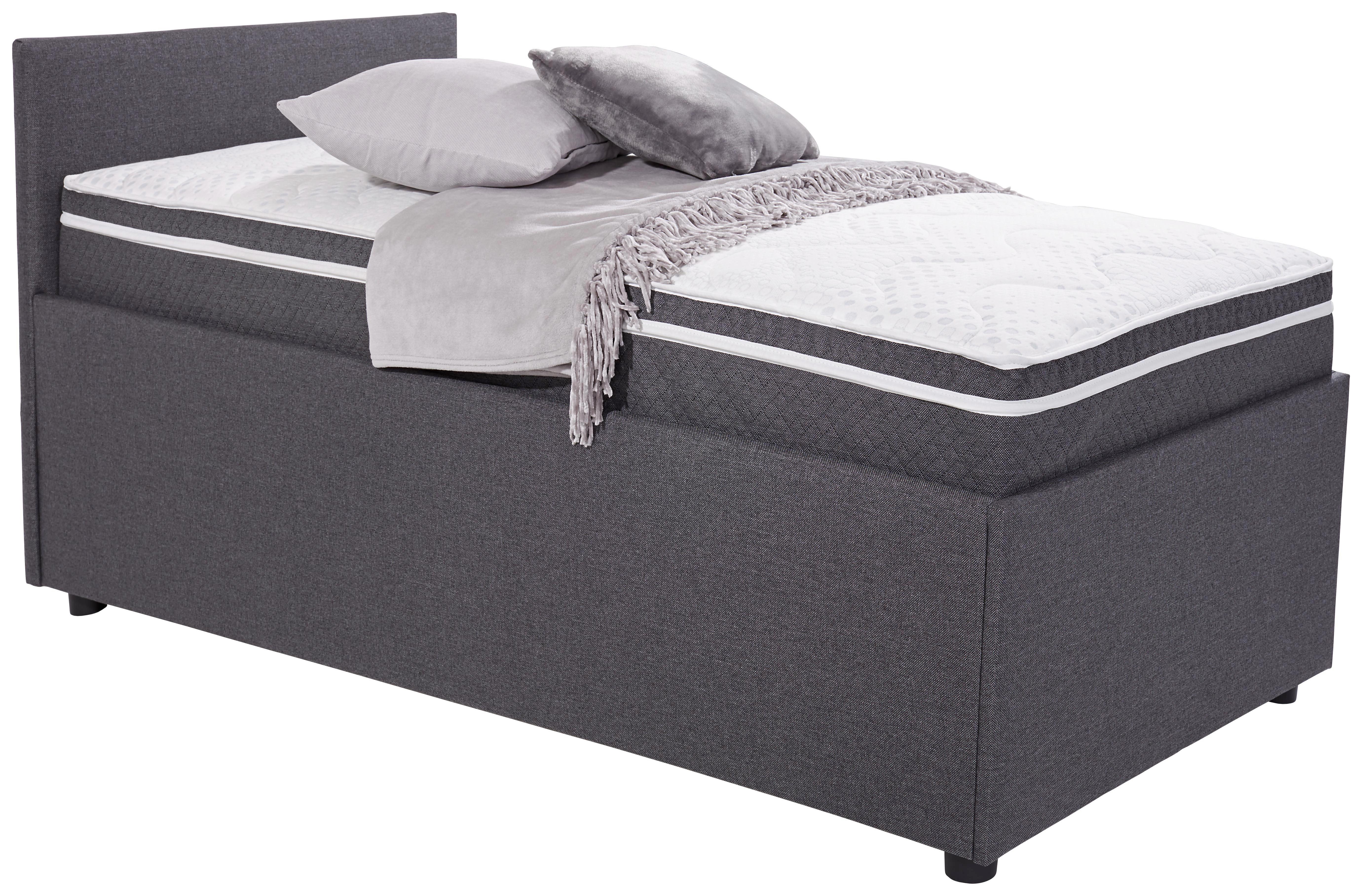 Bett Matto, 180x200 - Anthrazit/Schwarz, KONVENTIONELL, Textil (180/200cm)