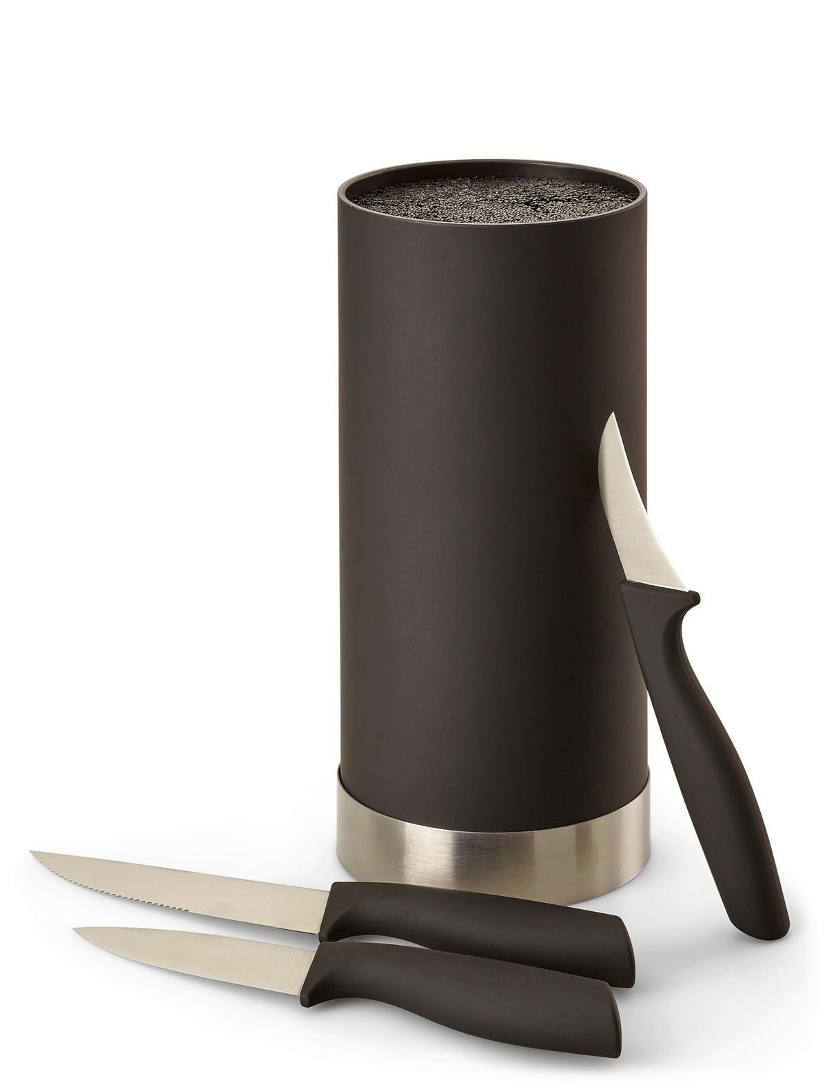 Messerblock Schwarz/Silbern Kunststoff 4-teilig - Silberfarben/Schwarz, Basics, Kunststoff (11/22cm) - Echtwerk