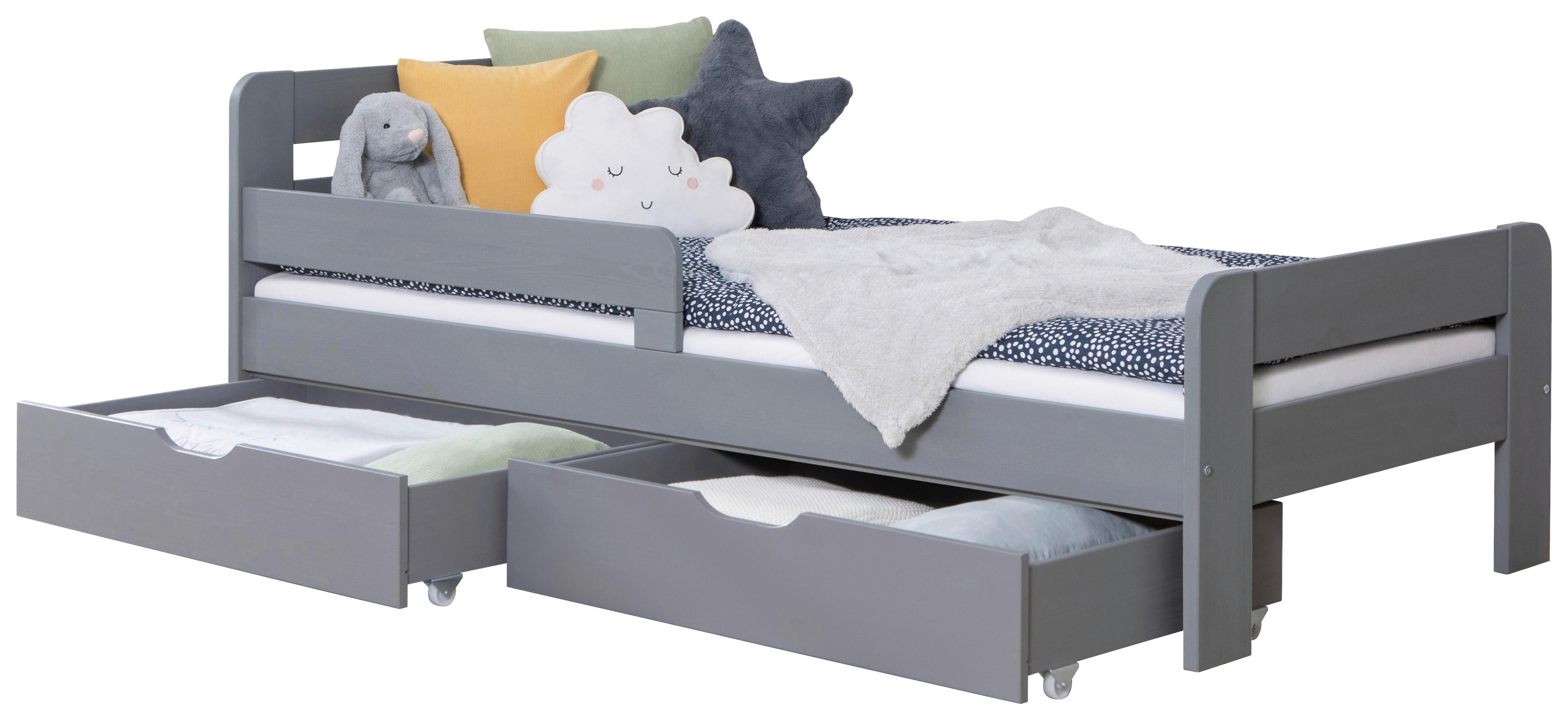 Bett Bennet Hellgrau Inkl. Zubehör, 90x200 Cm - Hellgrau/Naturfarben, MODERN, Holz/Textil (90/200cm) - MID.YOU