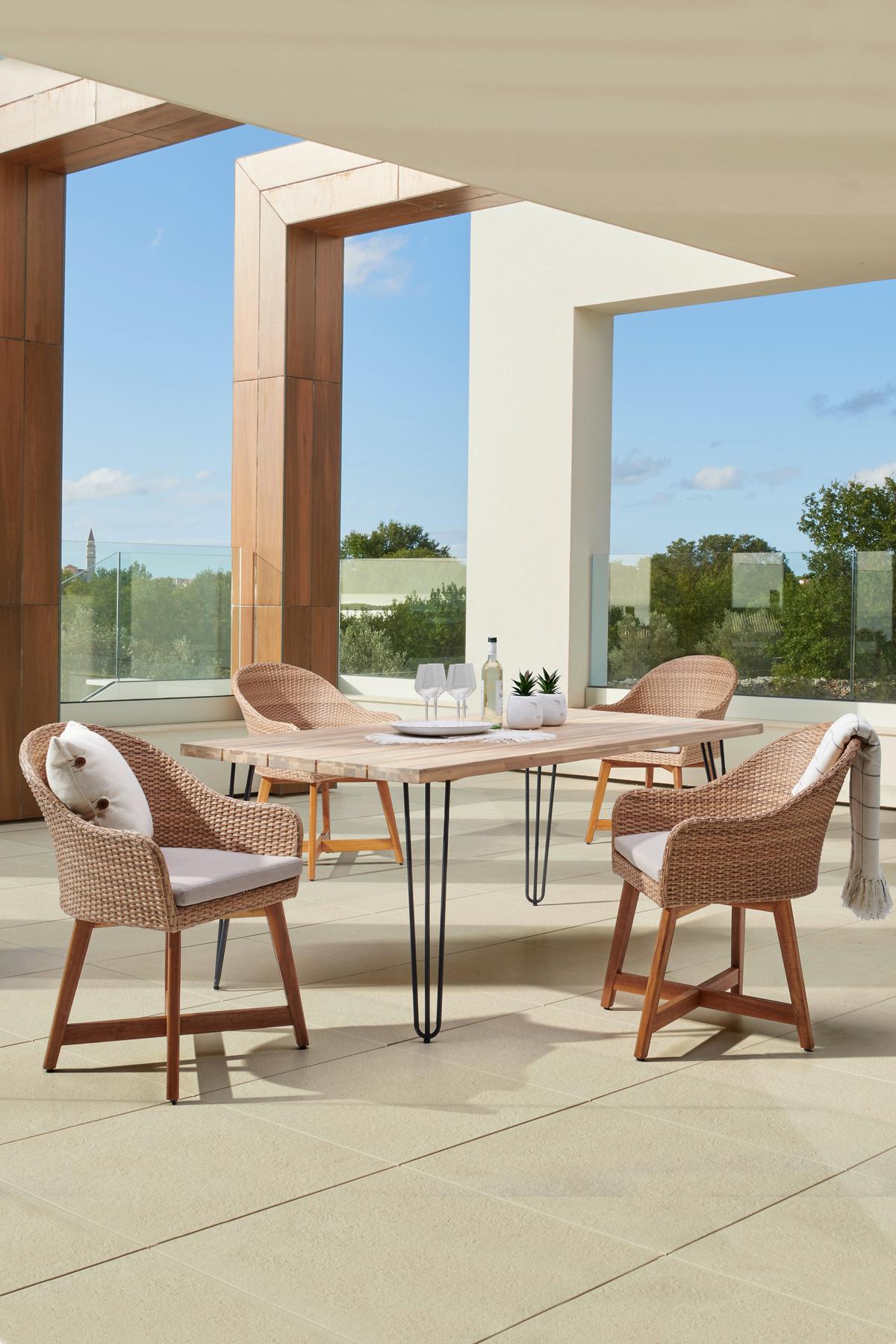 Gartensessel Melanie Aus Kunststoffgeflecht mit Polster - Hellbraun, MODERN, Holz/Kunststoff (62/86/64cm) - Beldano