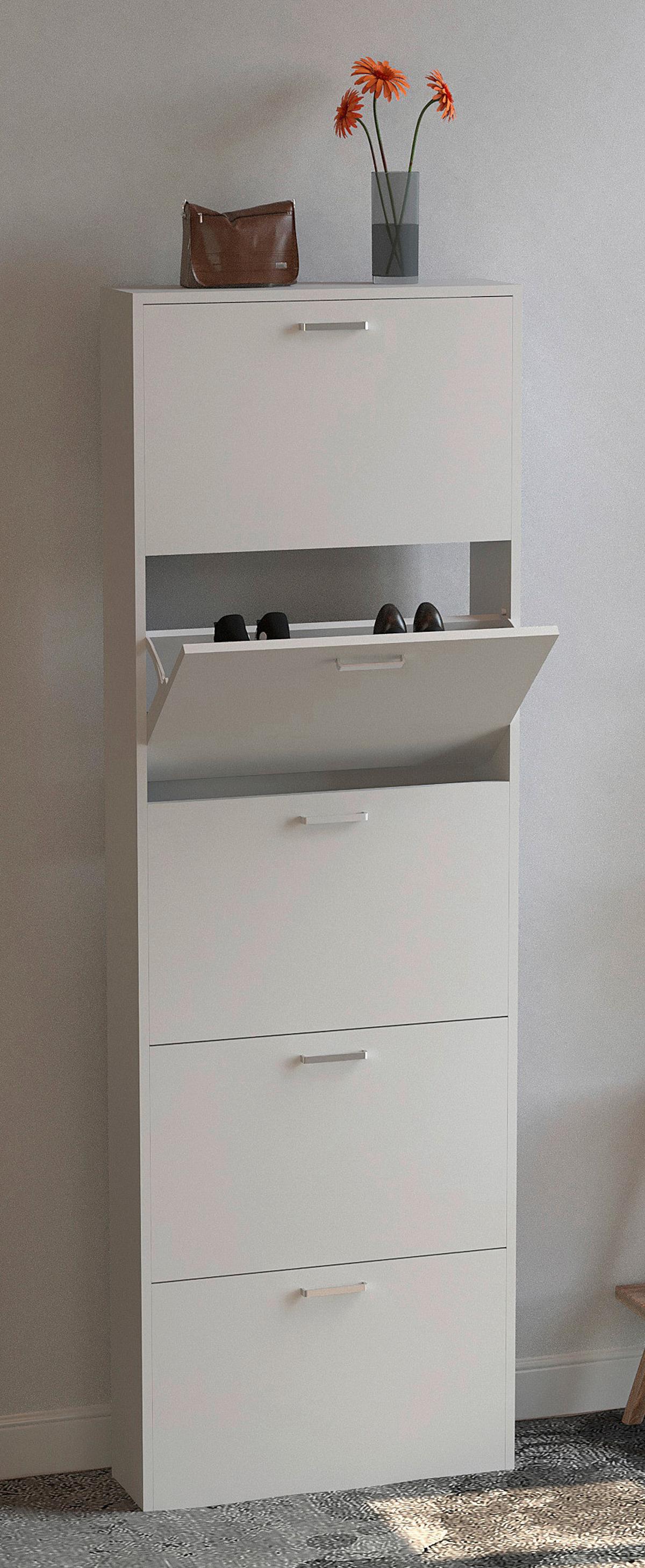 Schuhschrank Sulos Weiß B: 59 cm - Weiß, Design, Holzwerkstoff (59/179/17cm) - MID.YOU