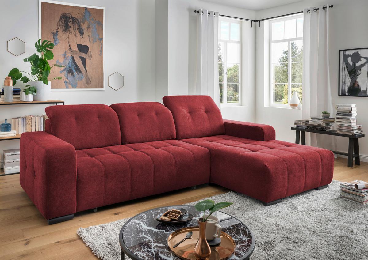 Ecksofa Vicari Rot S: 185x292 Cm - Rot/Schwarz, MODERN, Textil (185/292cm) - Livetastic