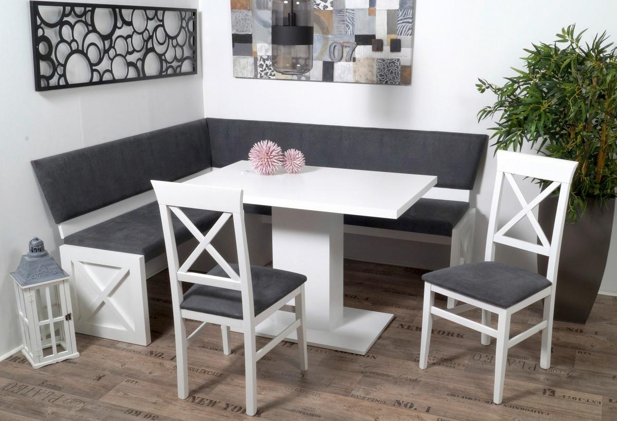 Eckbankgruppe Madrano Grau, Weiß B: 185 cm - Weiß/Grau, KONVENTIONELL, Holz/Holzwerkstoff (150/185/87cm) - MID.YOU