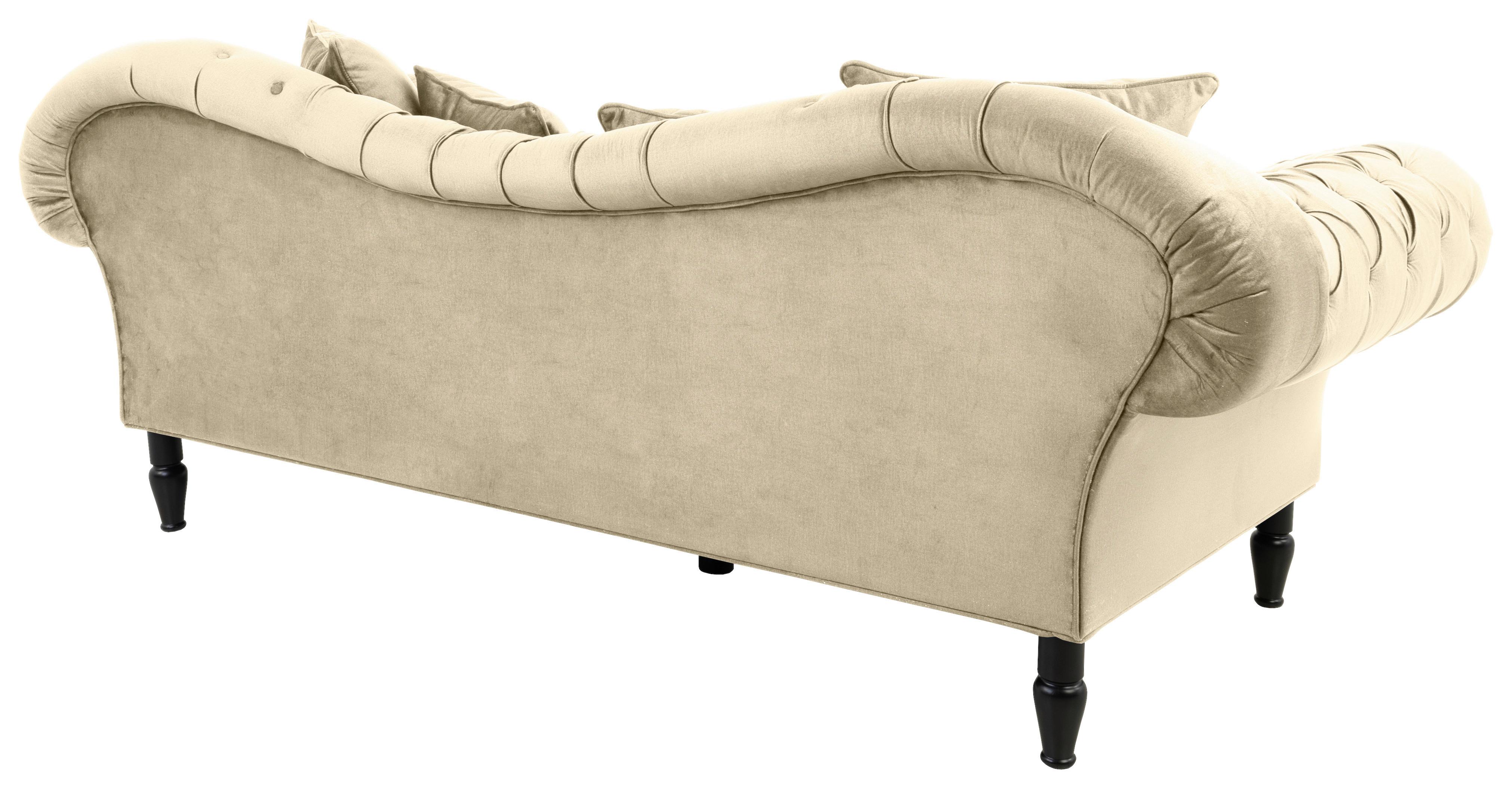 3-Sitzer-Sofa Cupido Beige Samt - Beige/Schwarz, Design, Textil (242/91/104cm) - MID.YOU