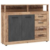 Kommode 119,5cm Luna A Anthrazit - Eichefarben/Anthrazit, Design, Holzwerkstoff (119,5/96,8/32cm) - MID.YOU