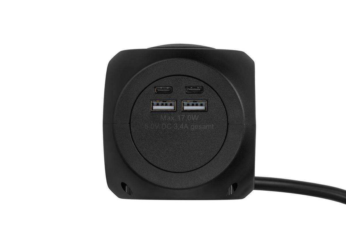 Multistecker Nua - Schwarz, Basics, Kunststoff/Metall (7,9/7,9/8,3cm) - Ondega