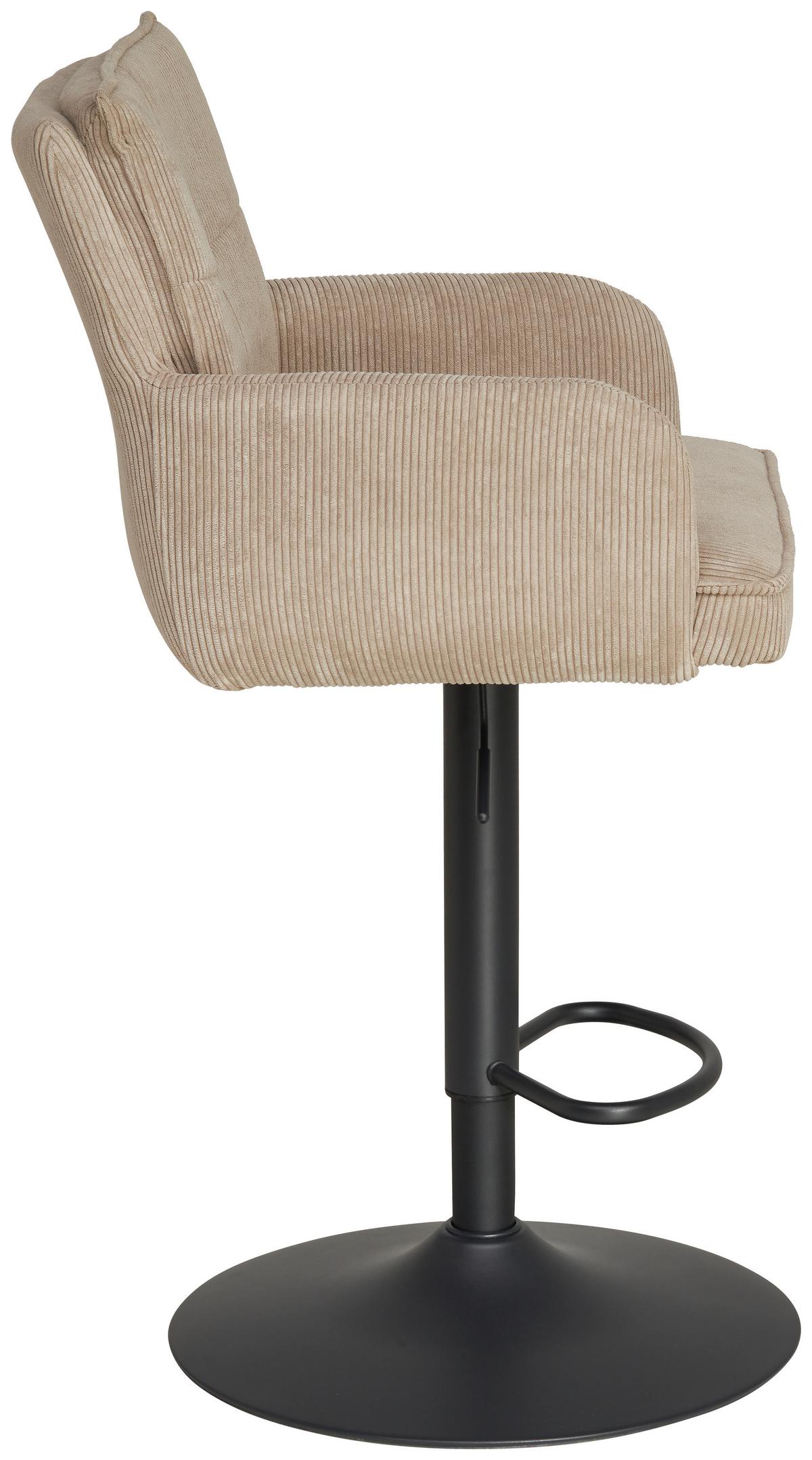 Barhocker Kai Grau Höhenverstellbar Mit Lehne - Schwarz/Grau, KONVENTIONELL, Textil/Metall (57/100-121/57cm) - MID.YOU