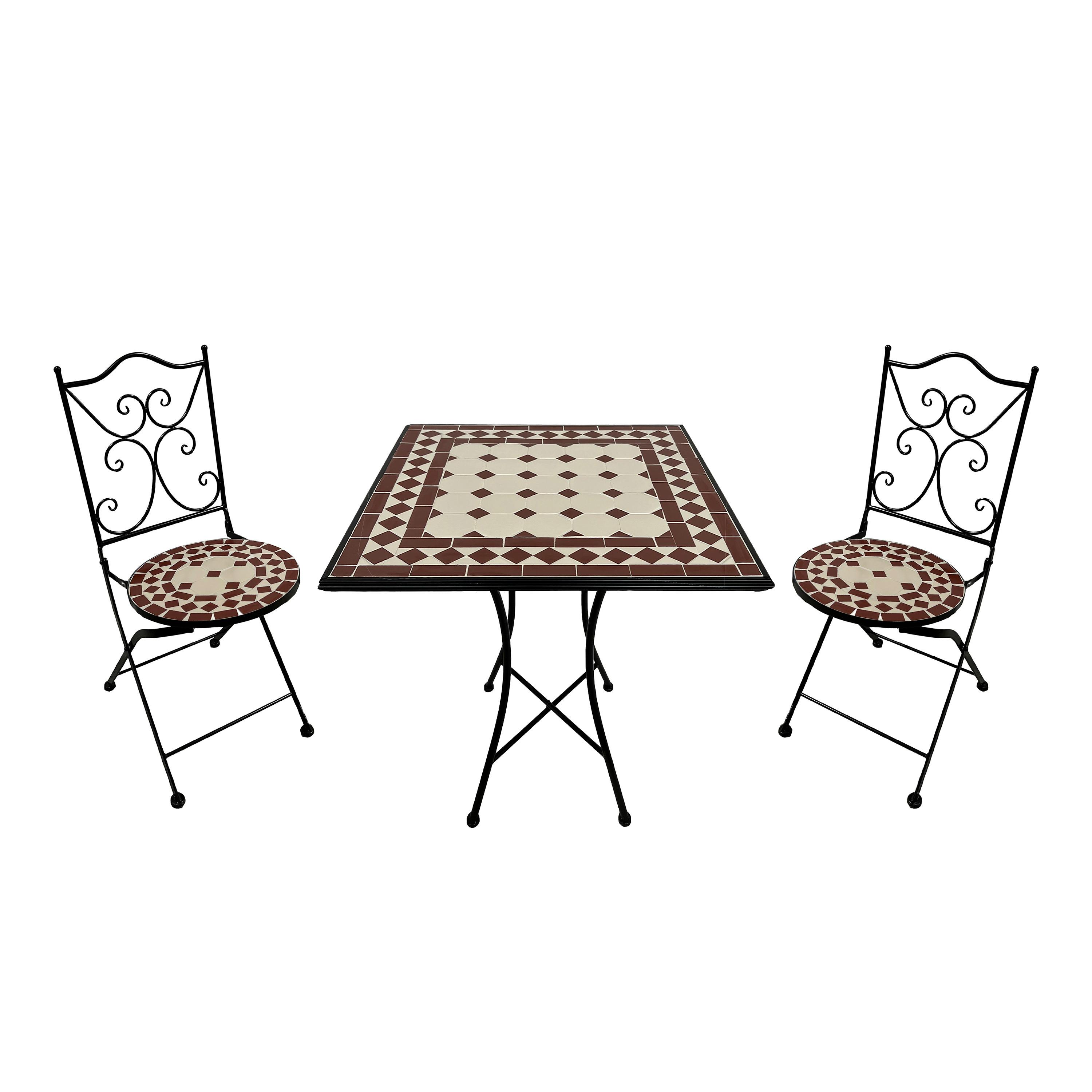 Gartenset Camilla Rot/Weiss - Creme/Schwarz, Basics, Keramik/Metall (60/60/75cm) - Ambia Garden