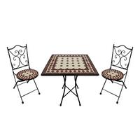 Gartenset Camilla Rot/Weiss - Creme/Schwarz, Basics, Keramik/Metall (60/60/75cm) - Ambia Garden