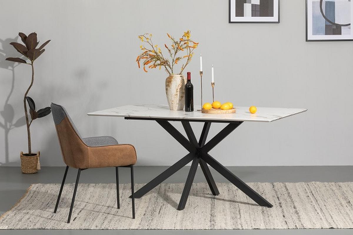 Esstisch Alba 160x90 cm Schwarz/ Weiß - Schwarz/Weiß, MODERN, Holzwerkstoff/Metall (160/90/76cm) - MID.YOU