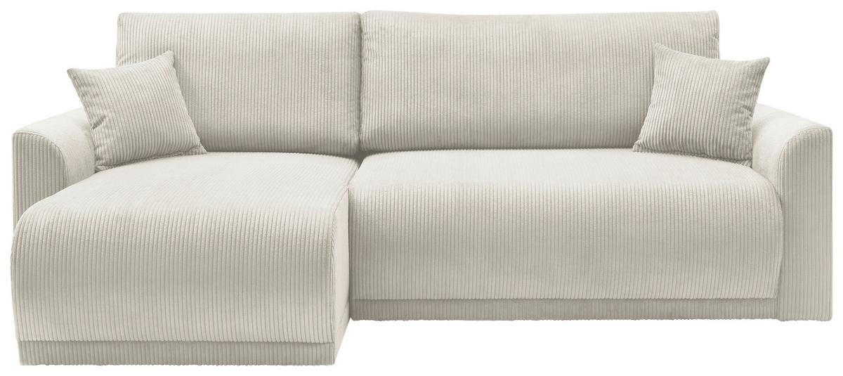 Rohová sedačka KIM L146, oboustranná, krémový manšestr - krémová, Moderní, dřevo (233/146cm)