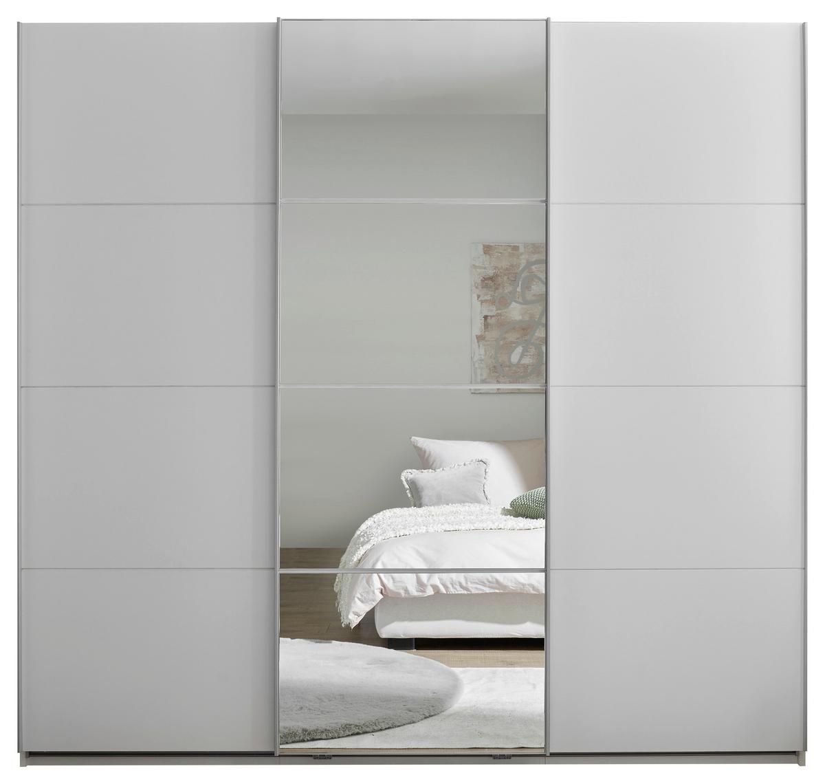 Schwebetürenschrank 3-Trg. inkl. Zubehör, Weiß - Weiß, KONVENTIONELL, Glas/Holzwerkstoff (215/204/60cm)