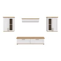 Wohnwand Verona Lärchefarben /Eiche Dekor B: 316cm - Lärchefarben/Schwarz, Design, Holzwerkstoff (316/161/40cm) - Livetastic
