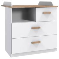 Wickelkommode Alex B: 90,5 Cm Weiß Dekor 2 Türen - Eichefarben/Weiß, MODERN, Holzwerkstoff (90,5/93/75cm) - MID.YOU
