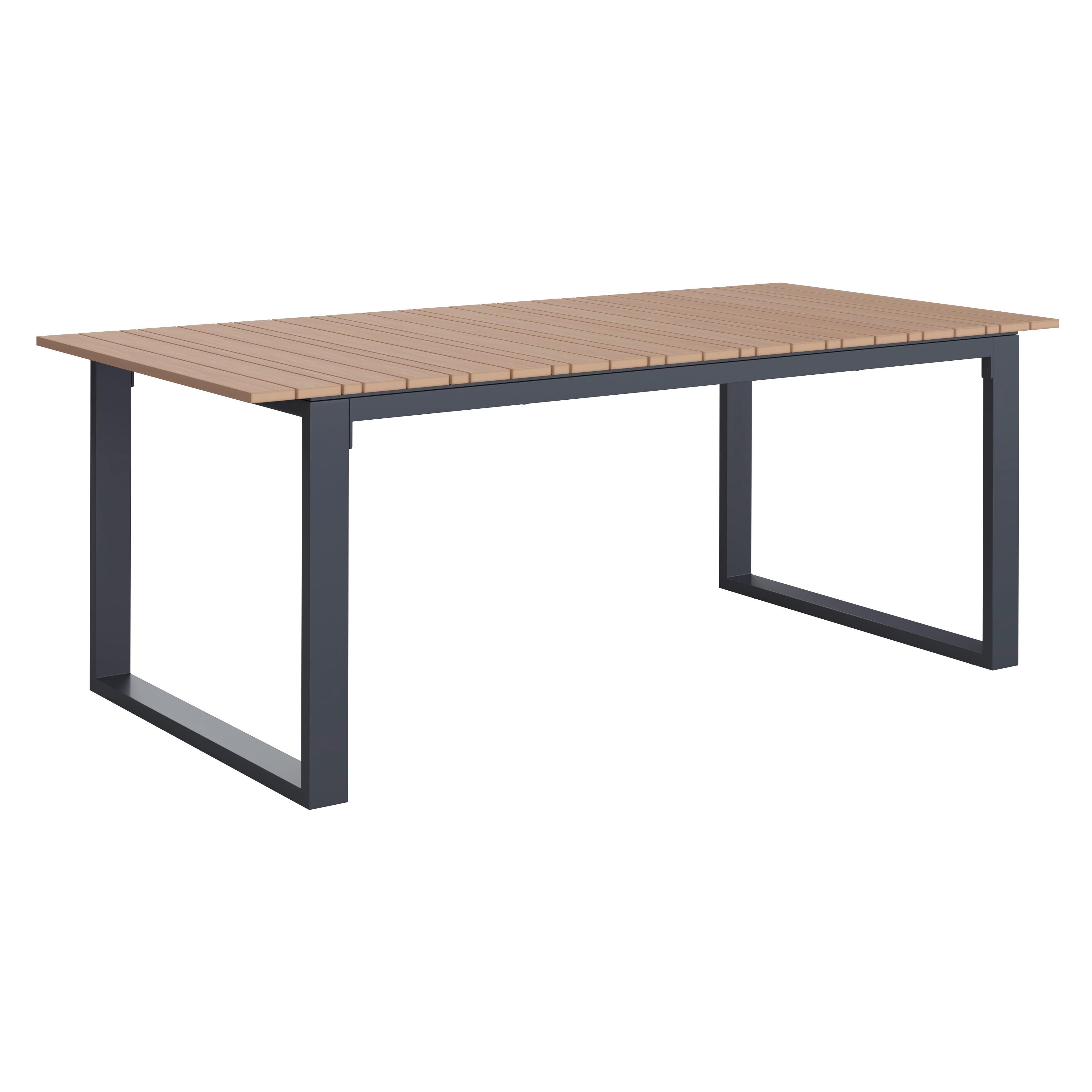 Záhradný stôl RUBY 210x100cm - farba tíku/tmavosivá, Modern, kov/plast (210/75/100cm) - Bessagi Garden