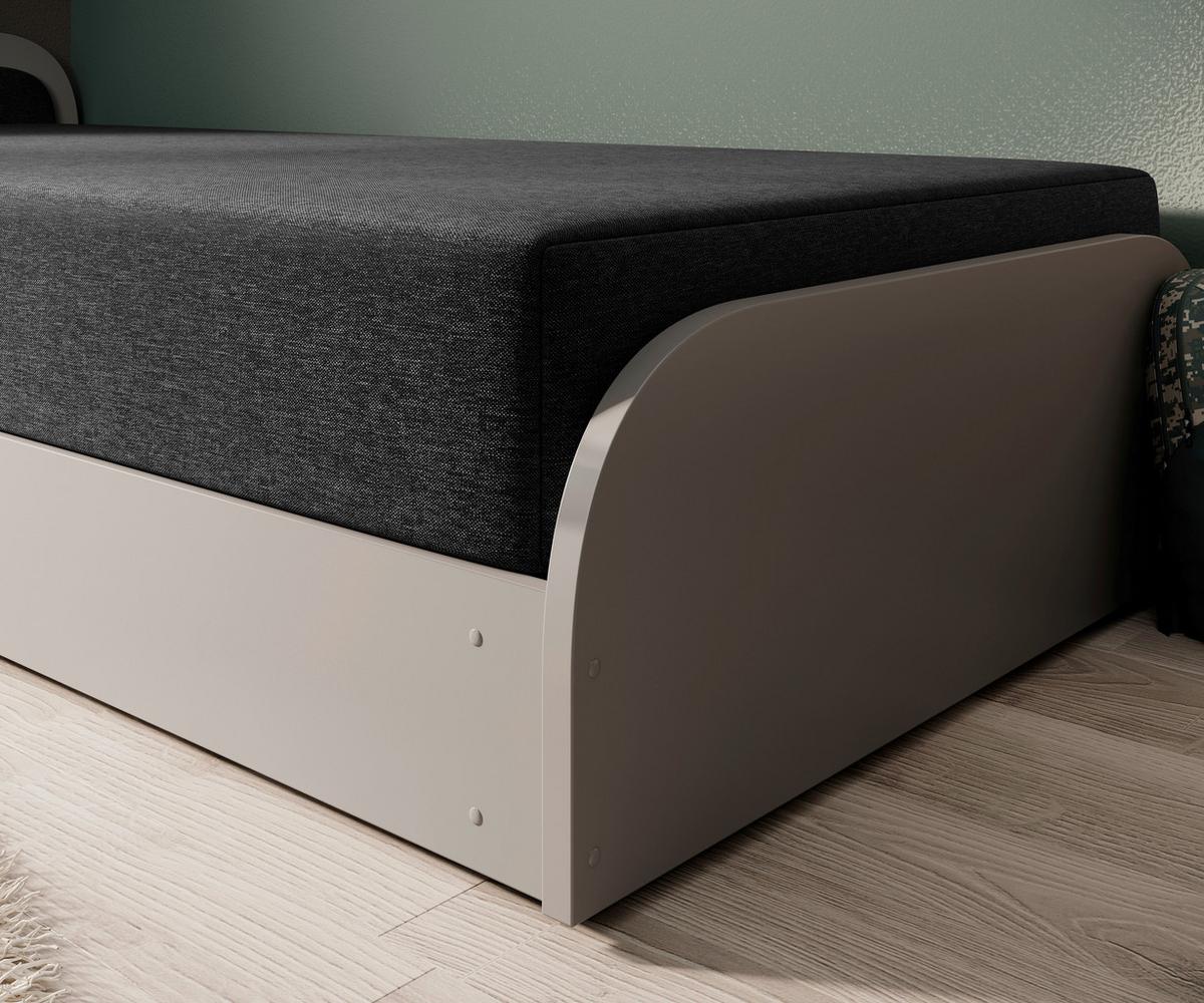 Bett Parys Left Graphitfarben Lf: 80x190 Cm - Hellgrau/Schwarz, MODERN, Holz/Textil (80/190cm) - MID.YOU