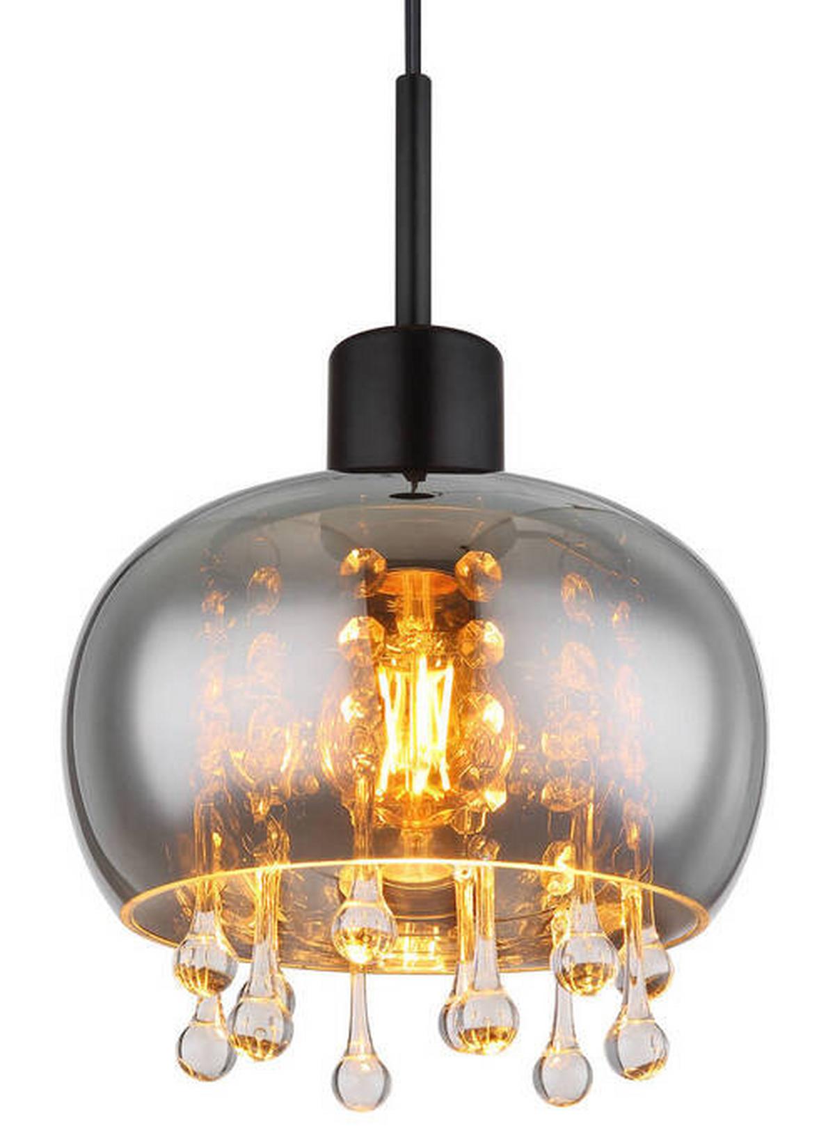 Hängeleuchte 15839h - Klar/Schwarz, Trend, Glas/Textil (21/120cm) - Globo