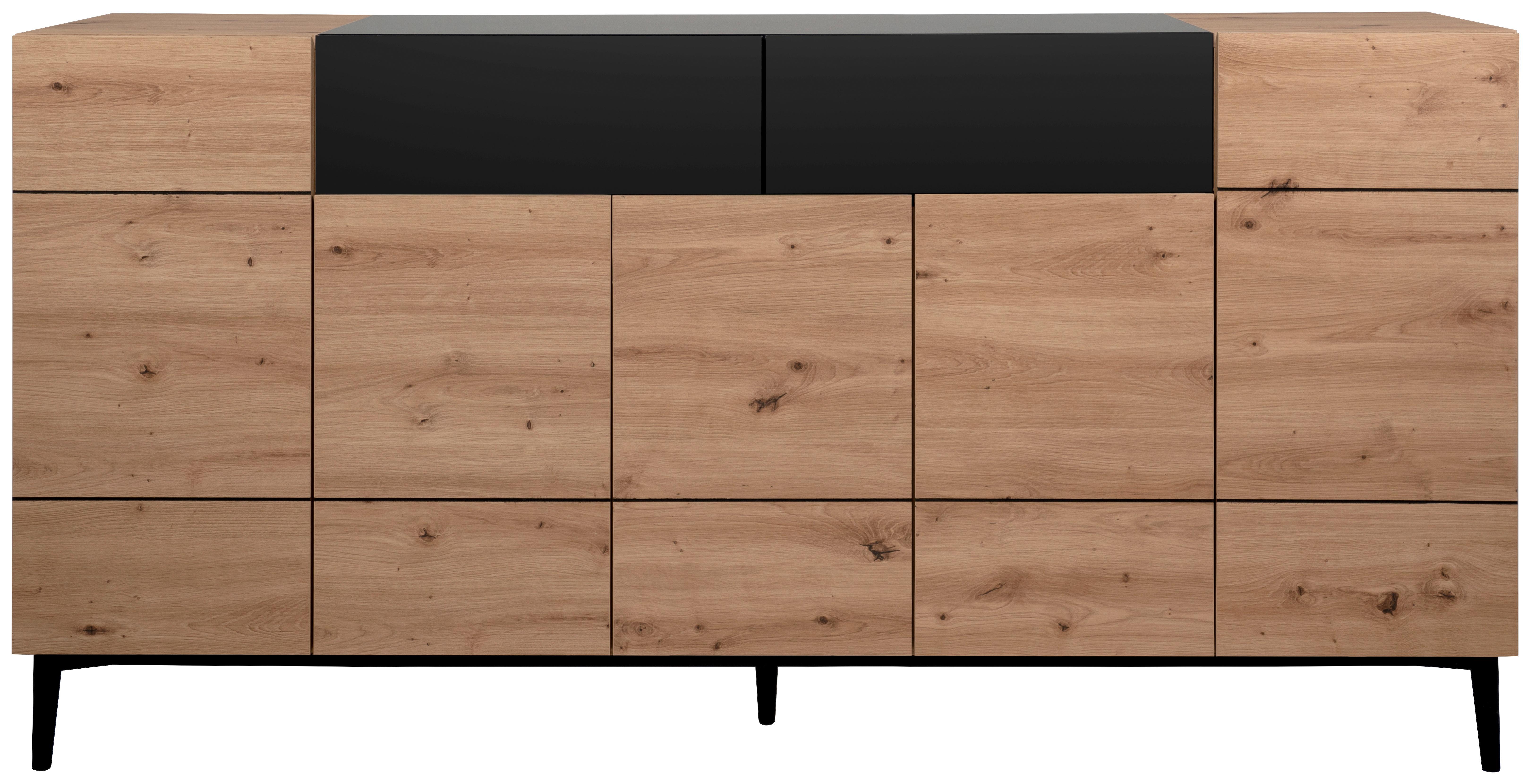 Sideboard Dekor Mit 2 Laden 180 cm Nola 003054 Schwarz - Eichefarben/Schwarz, KONVENTIONELL, Holzwerkstoff (180/90/42cm) - MID.YOU
