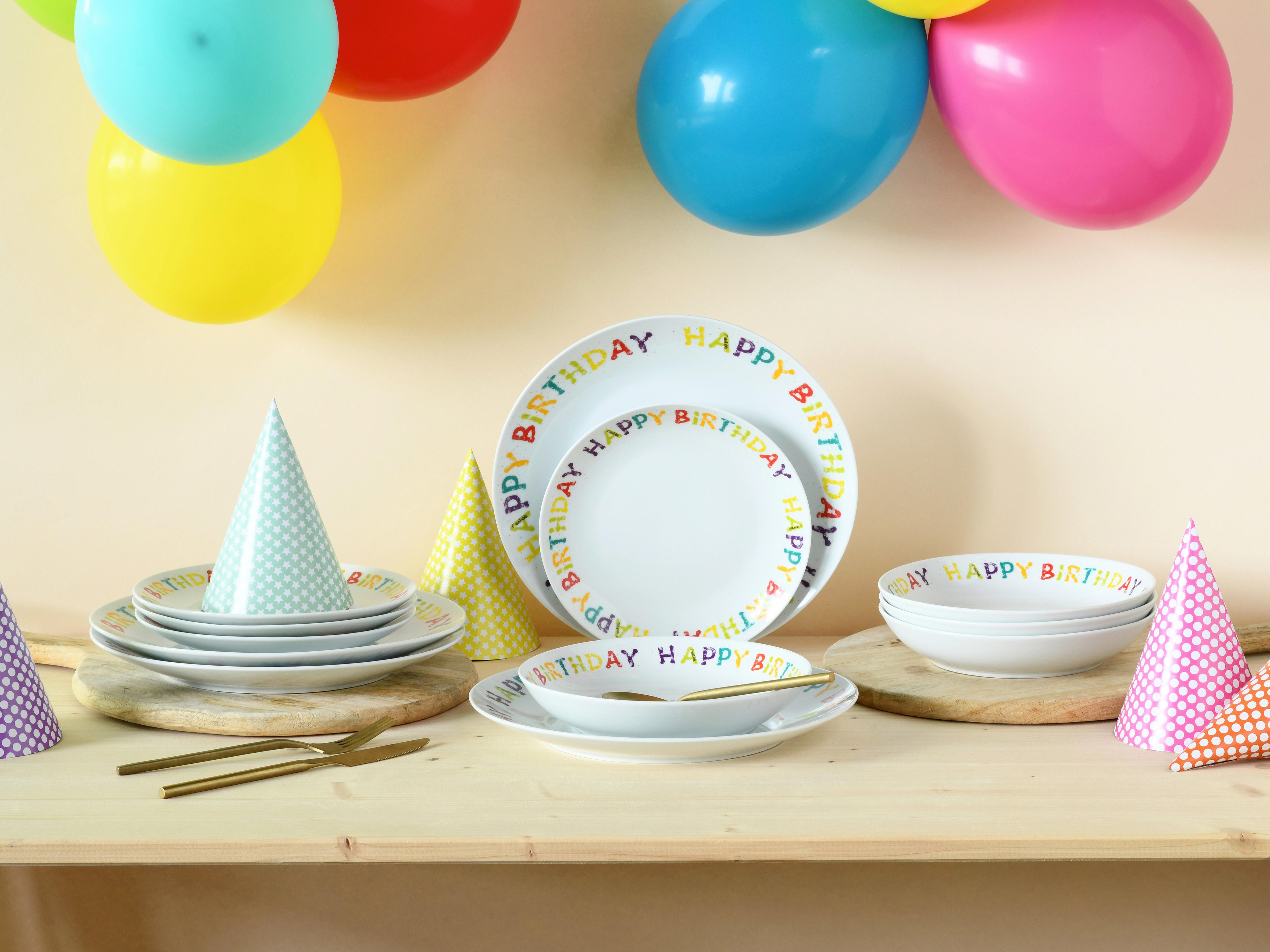 Tafelservice Happy Birthday Multicolor - Multicolor, Basics, Keramik - Creatable