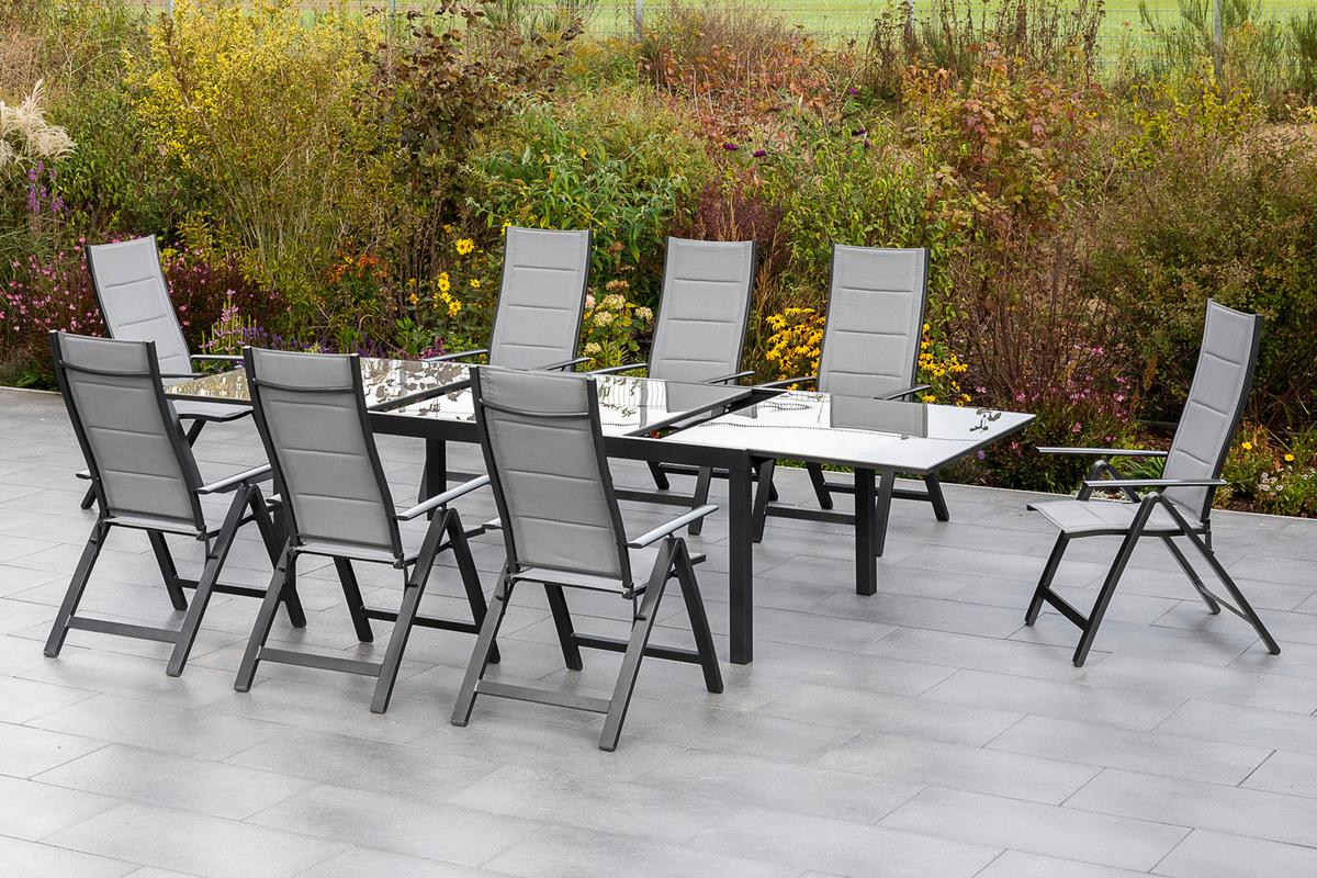 Gartenmöbel Set 9-tlg Florenz Aus Metall/textil - Graphitfarben/Grau, MODERN, Textil/Metall - Gardenson