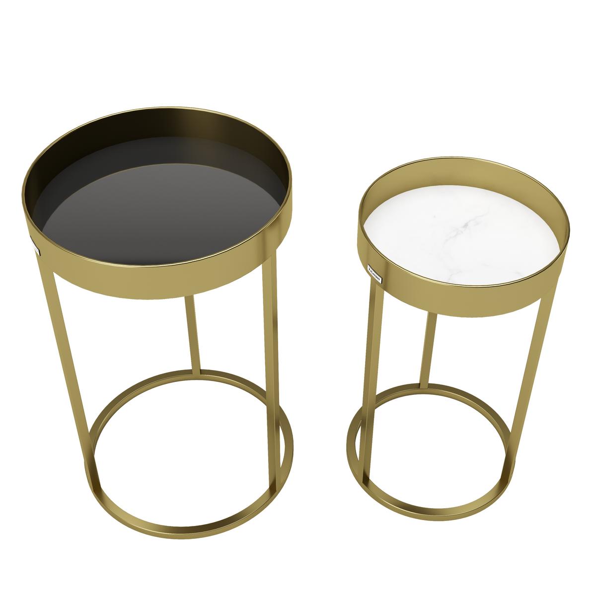 Beistelltisch Rund 2er-set Mary, Goldfarben - Goldfarben, KONVENTIONELL, Glas/Metall (39/39/63cm) - Playboy