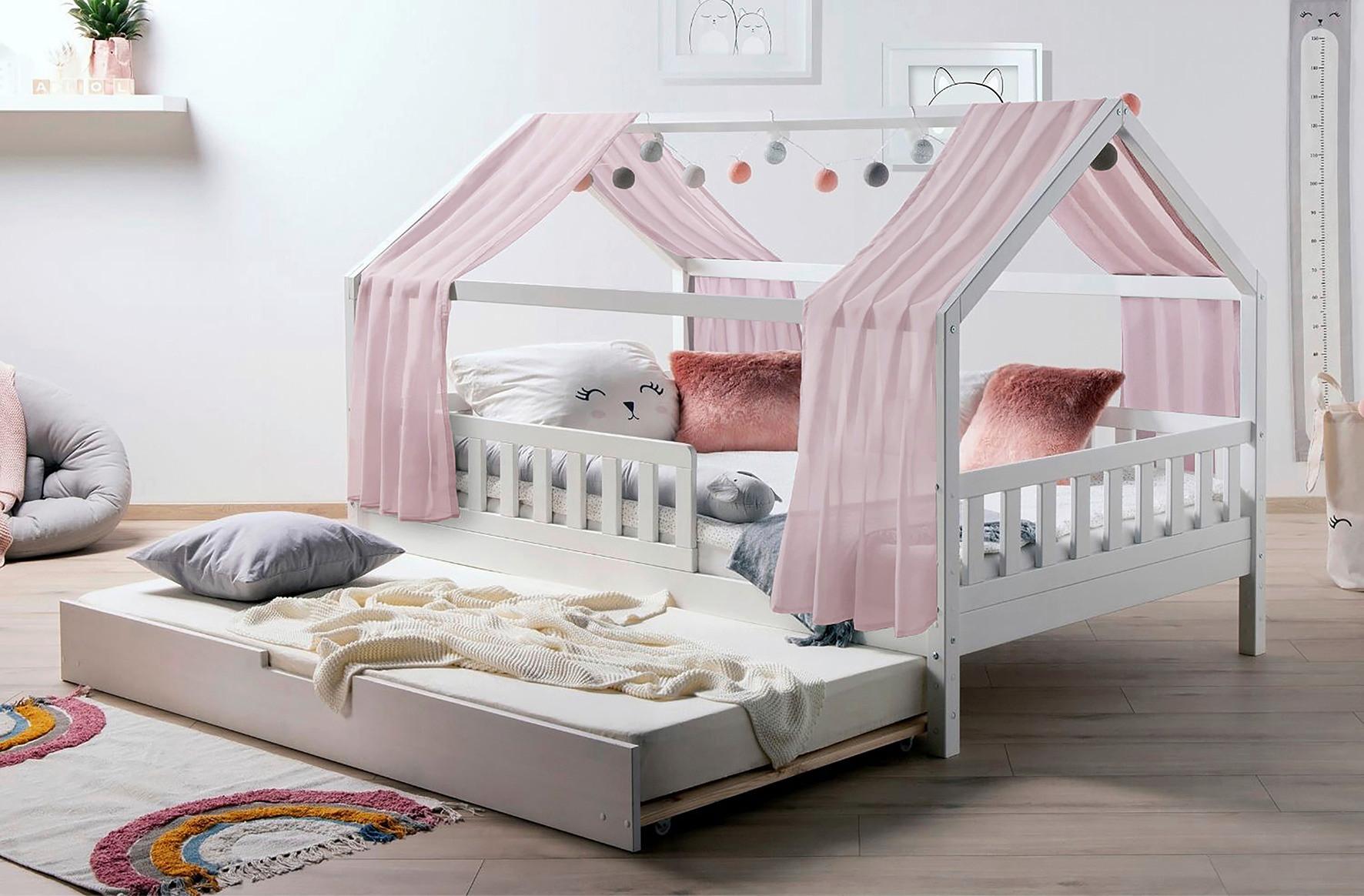 Hausbett Kim Altrosa/Weiß 90x200cm - Altrosa/Weiß, MODERN, Holz/Textil (90/200cm) - Livetastic