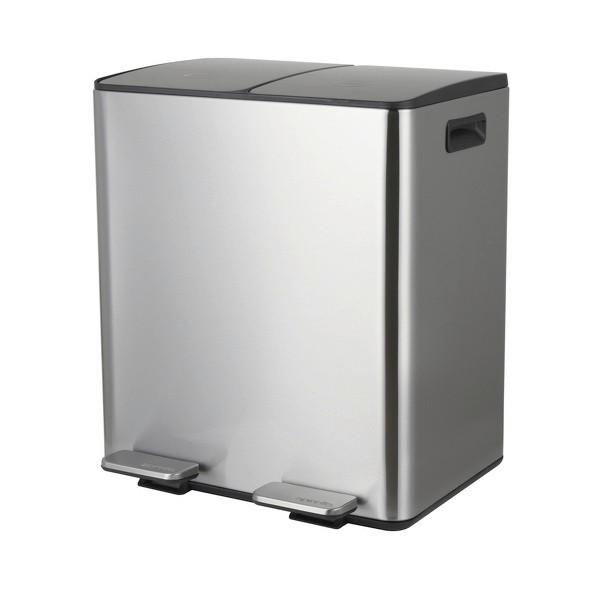 Treteimer Aliya 40l Silberfarben Metall LxBxH: 45x30x51 cm - Silberfarben/Schwarz, Basics, Kunststoff/Metall (45/30/51cm) - Spirella