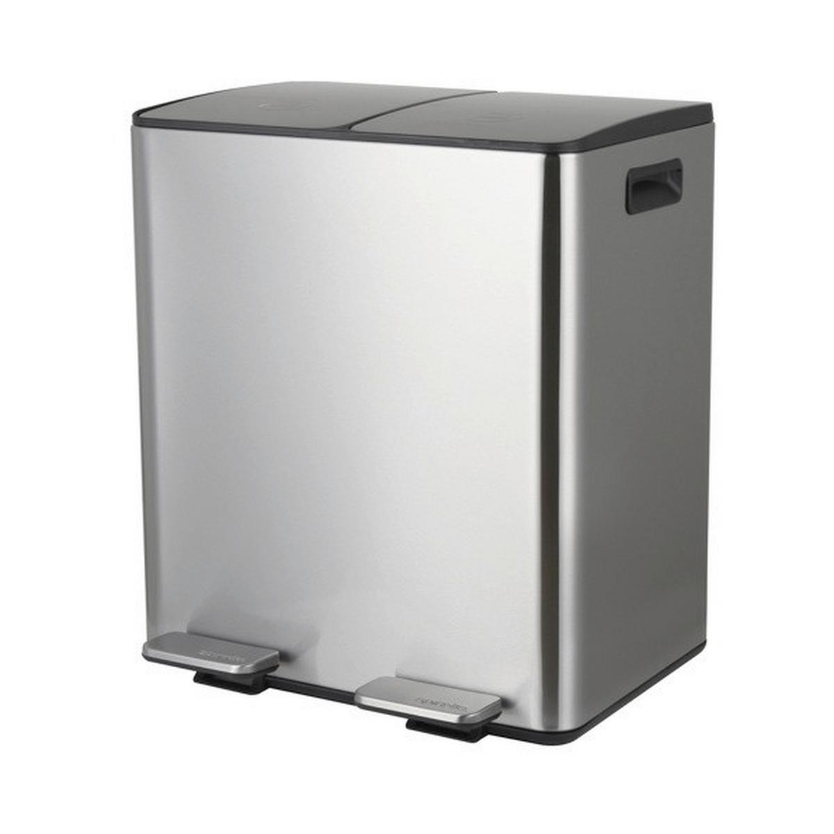 Treteimer Aliya 40l Silberfarben Metall LxBxH: 45x30x51 cm - Silberfarben/Schwarz, Basics, Kunststoff/Metall (45/30/51cm) - Spirella