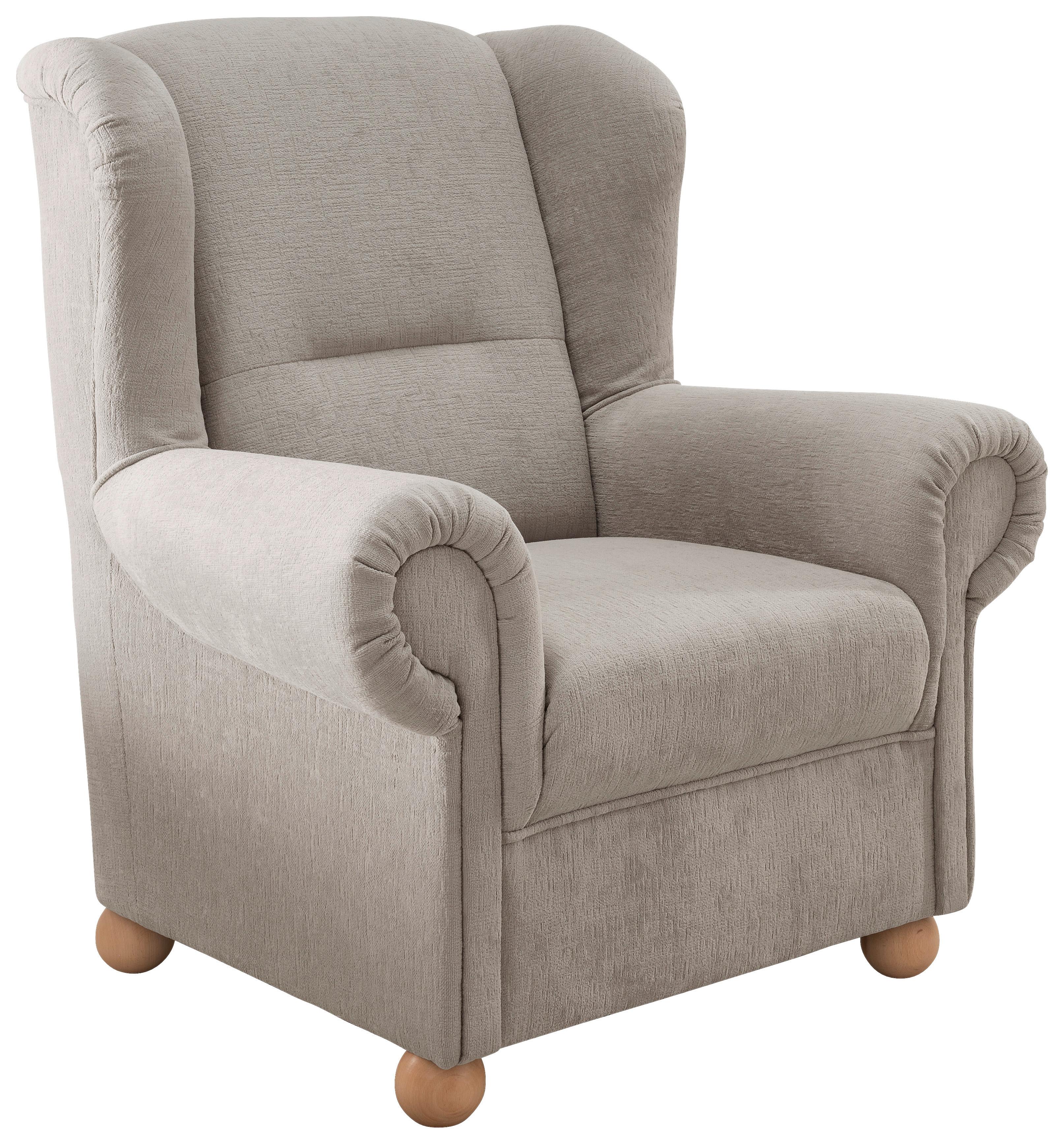 OHRENSESSEL Torello Taupe B: 92cm - Taupe/Wildeiche, KONVENTIONELL, Textil (92/102/89cm) - Livetastic