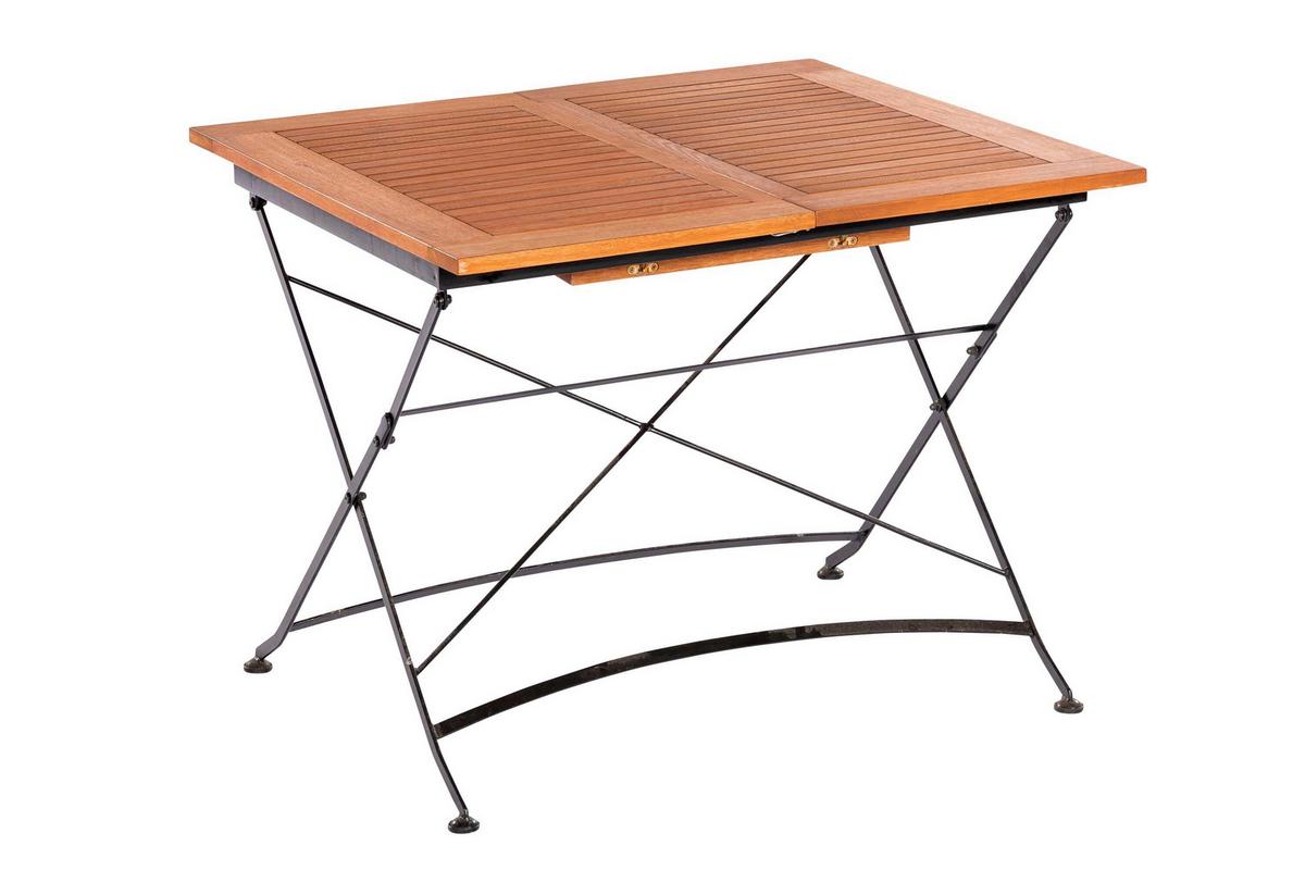 Gartentischgruppe 5tlg. Set - Schwarz/Naturfarben, KONVENTIONELL, Holz/Metall - Gardenson