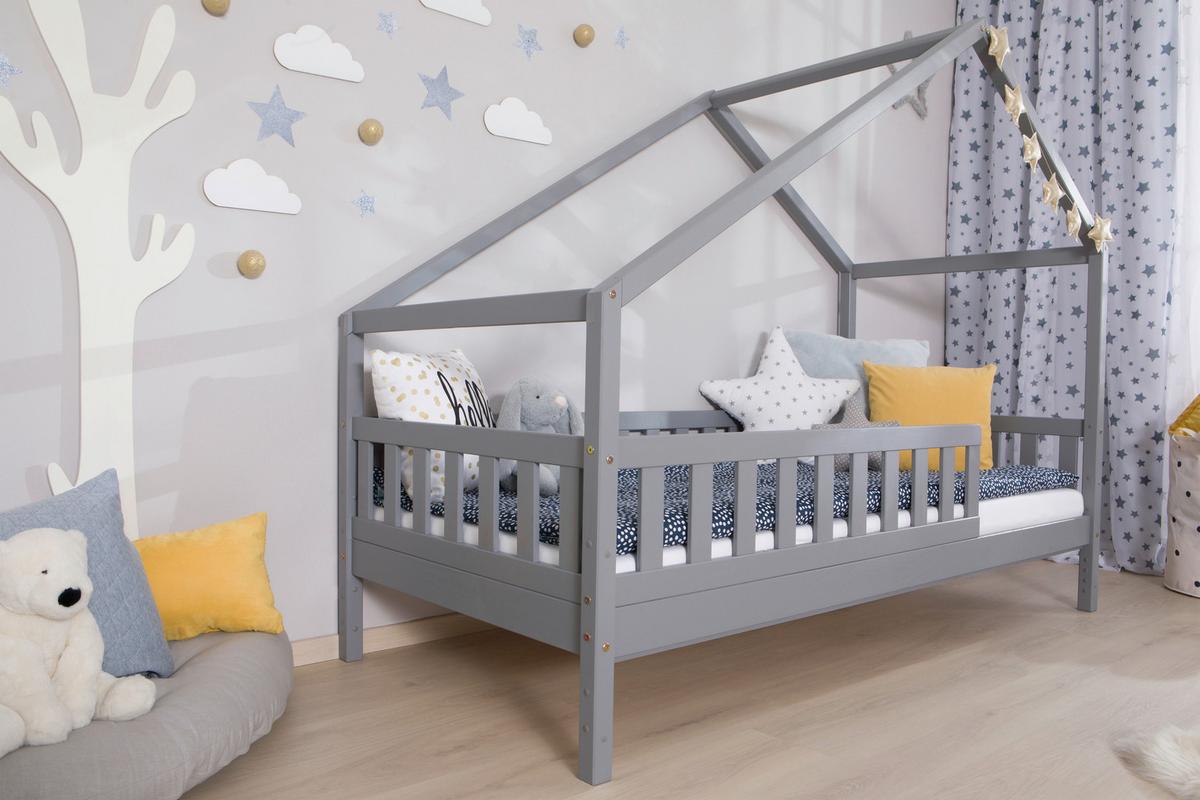 Hausbett Lou Hellgrau B: 120 Cm - Hellgrau/Naturfarben, MODERN, Holz (120/200cm) - MID.YOU