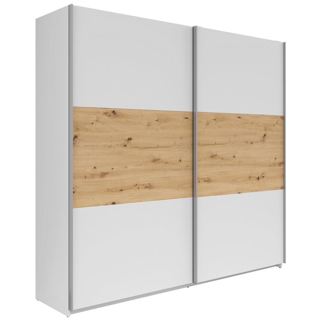 Schwebetürenschrank 218cm Saturn Weiß/Eiche Dekor