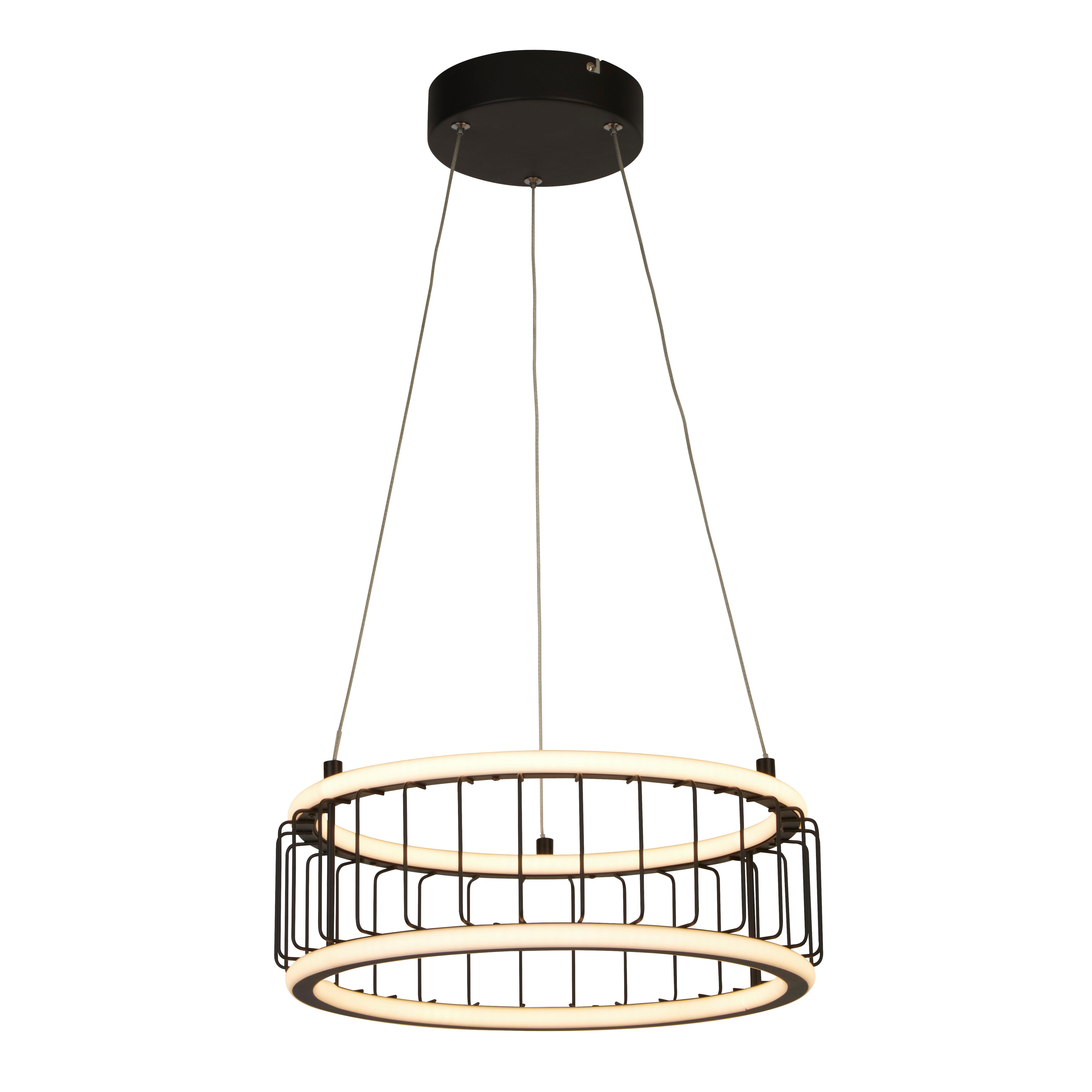 Led-hängeleuchte Circolo 54213-1bk - Schwarz, Design, Kunststoff/Metall (38/150cm)