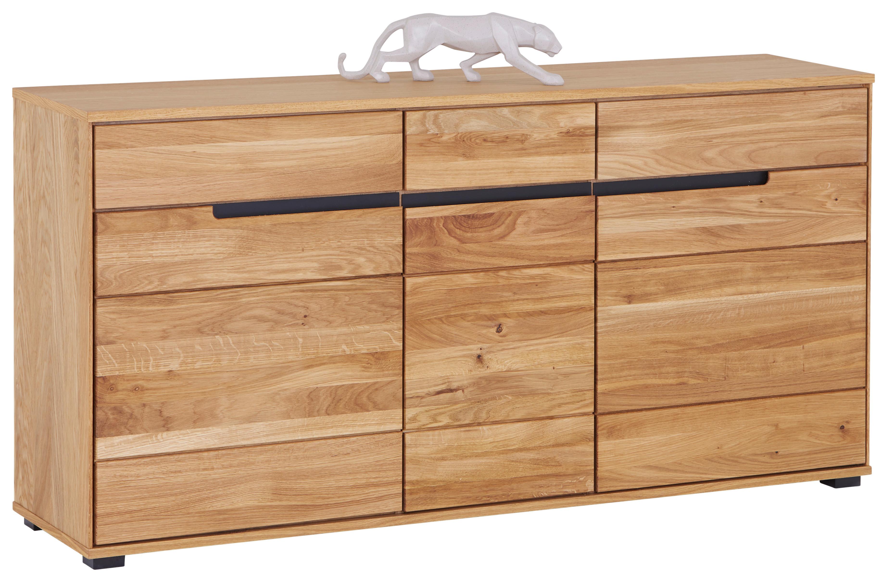 Sideboard Lola Giga S 3996 - Wildeiche/Schwarz, KONVENTIONELL, Glas/Holz (162,5/82,5/40,5cm)