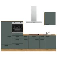Küchenleerblock Easytouch Low-Line, L4 Links - Dunkelgrün/Eichefarben, MODERN, Holzwerkstoff (300cm) - Nobilia