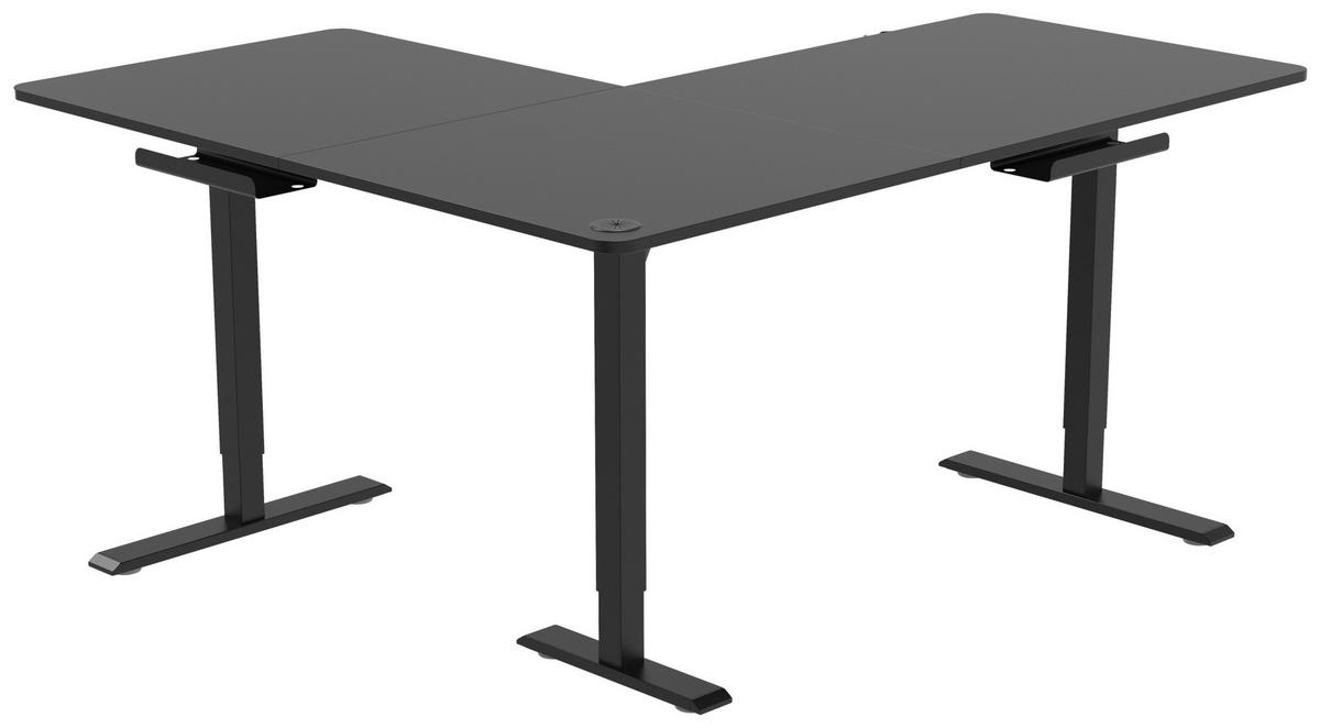 Eckschreibtisch Nimi Schwarz L: 160cm - Schwarz, MODERN, Holzwerkstoff/Kunststoff (160/140/72-117cm) - Livetastic