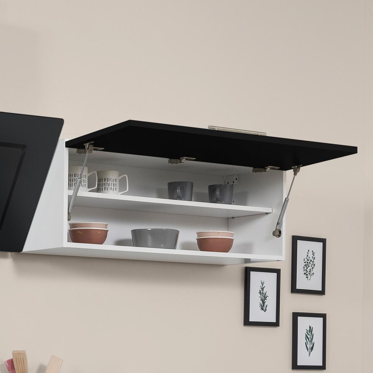 Küchenzeile mit Geräten 270 cm Schwarz Hochglanz/Weiß - Schwarz/Weiß, KONVENTIONELL, Holzwerkstoff (270cm) - Respekta