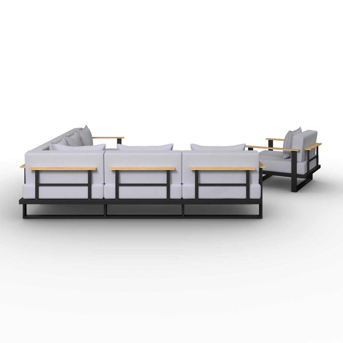 TERASOVÁ SEDACIA SÚPRAVA FABRIZIA - sivá, Modern, kov/drevo - Bessagi Garden