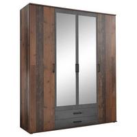 Drehtürenschrank Mit Spiegel 159 Cm Chicago, Akazienfarben - Schieferfarben/Akaziefarben, Basics, Glas/Holzwerkstoff (159/196/53,5cm) - MID.YOU