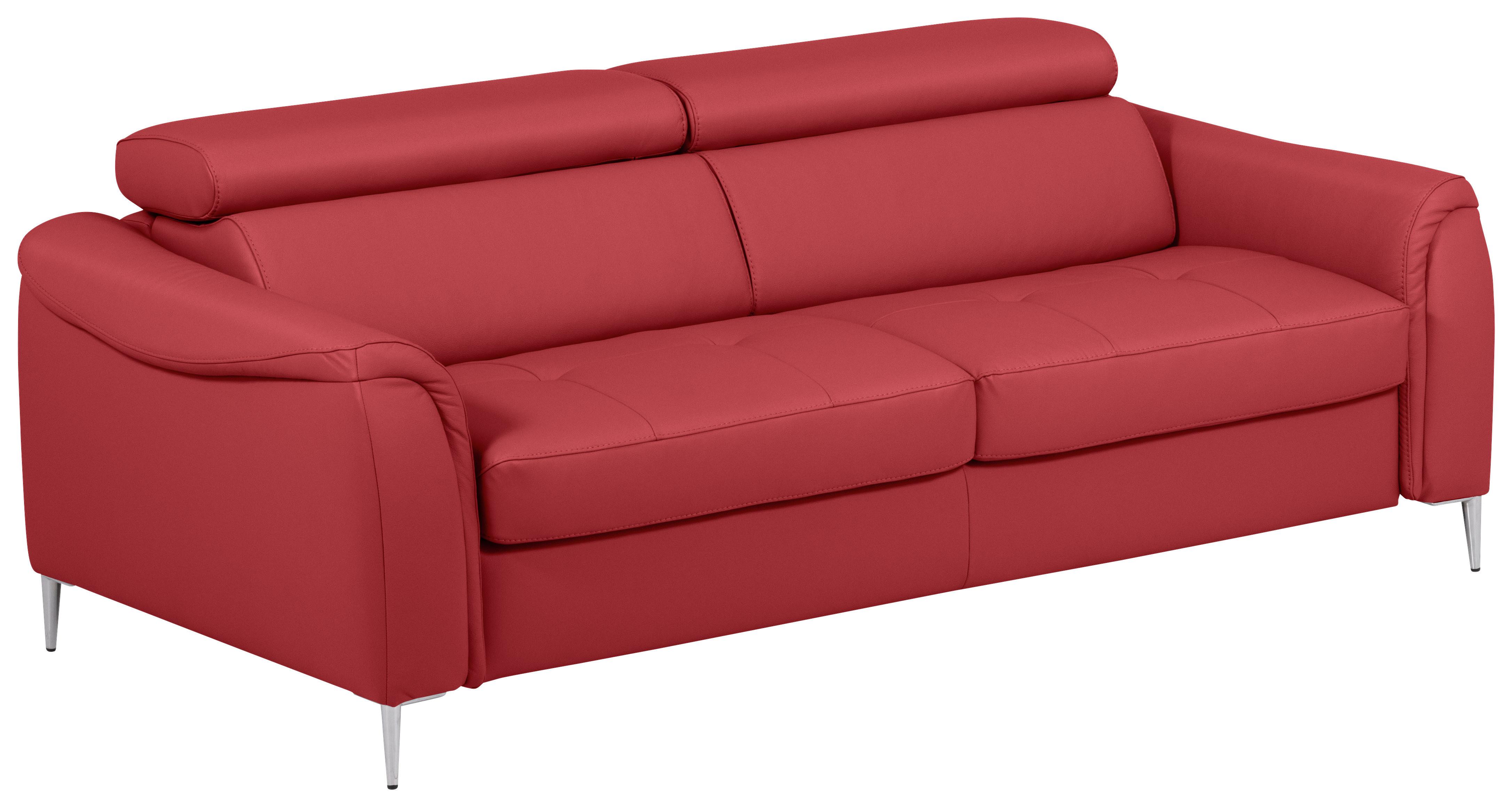 Schlafsofa Pafos Rot Lederlook, Rindsleder B: 203cm - Rot, Design, Leder/Textil (203/77-98/103cm) - MID.YOU
