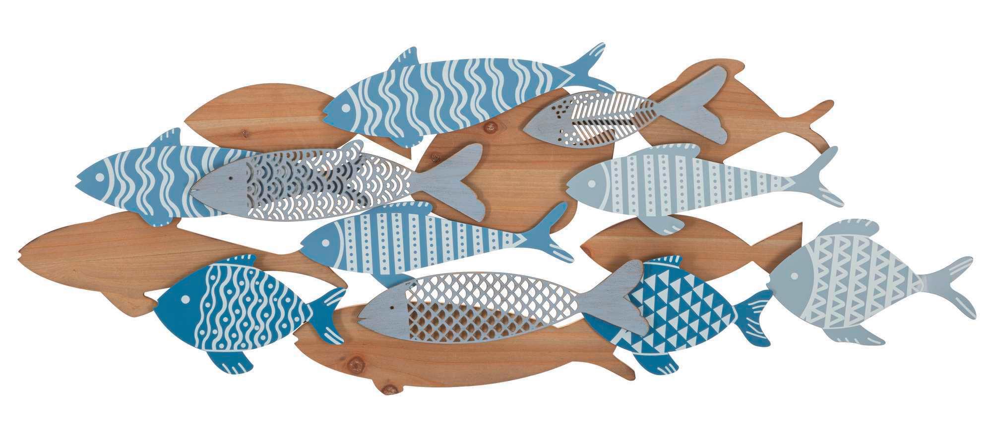Wanddeko Fish Sea Blau, Wildeiche Dekor B: 91 Cm - Basics, Holzwerkstoff/Metall (91/33.5/3cm)