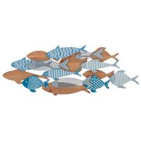 Wanddeko Fish Sea Blau, Wildeiche Dekor B: 91 Cm - Basics, Holzwerkstoff/Metall (91/33.5/3cm)