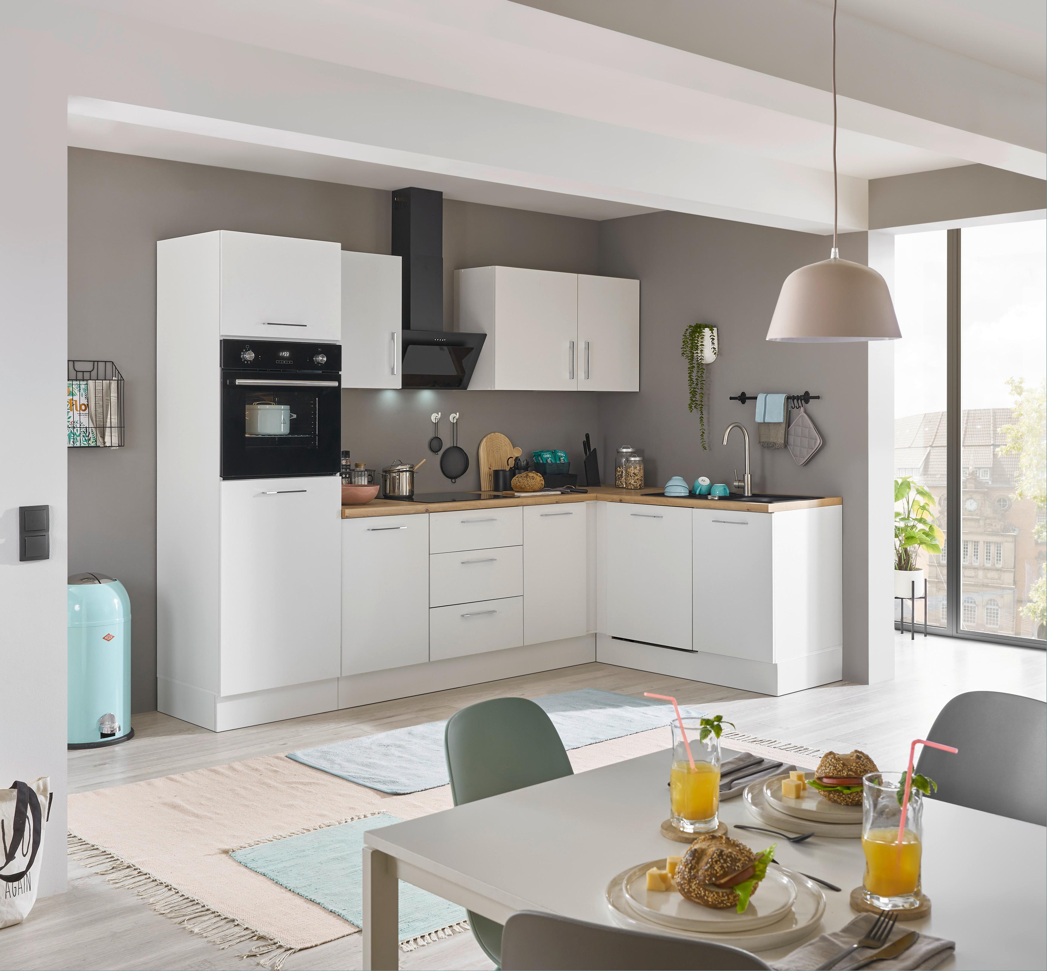 Eckküche Turin Weiß/Eiche Dekor 280x175 cm - Weiß/Eiche Artisan, Basics, Holzwerkstoff (280/175cm) - MID.YOU