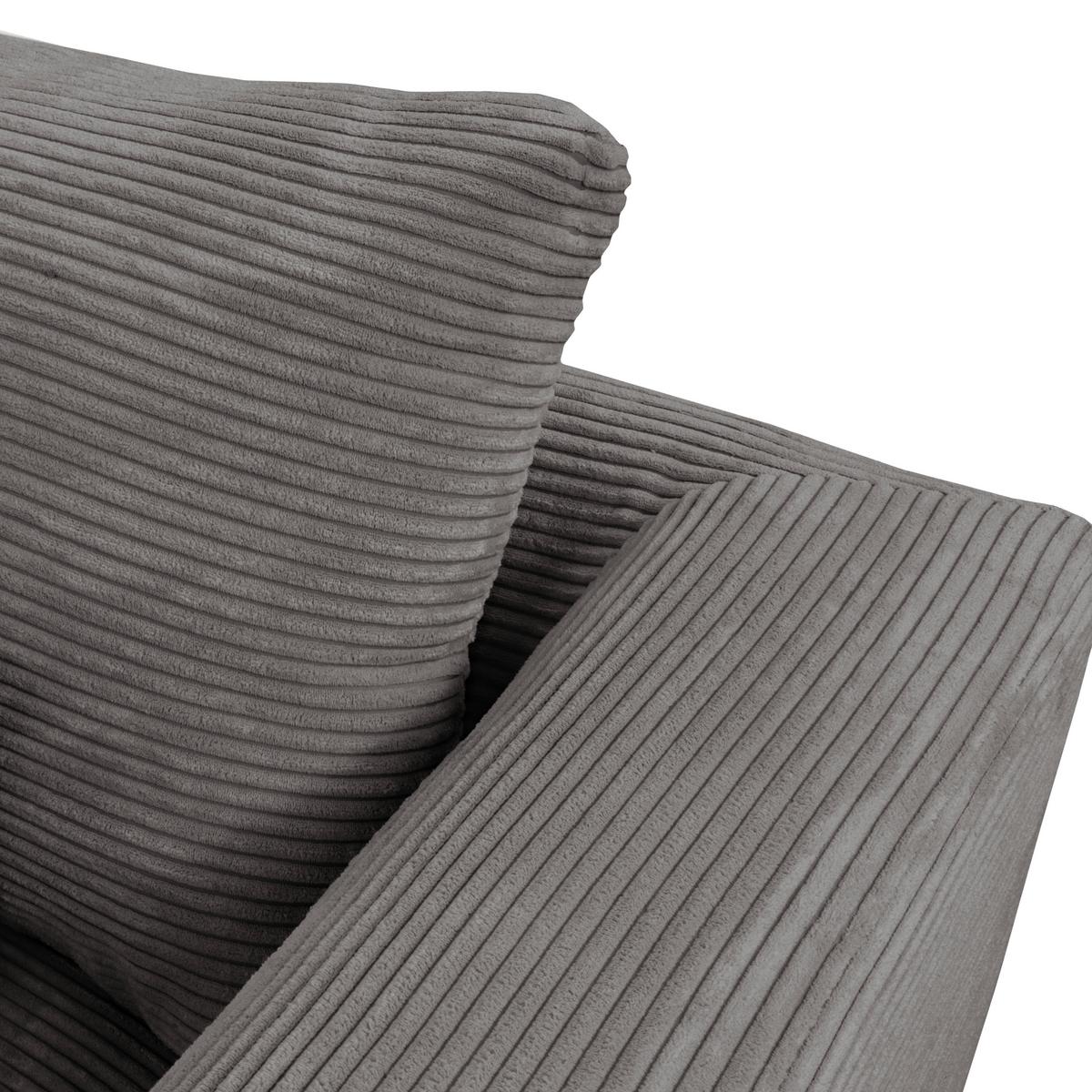 Ecksofa Berlin Cord Grau 172x313 cm - Schwarz/Grau, Design, Textil (172/313cm) - Livetastic