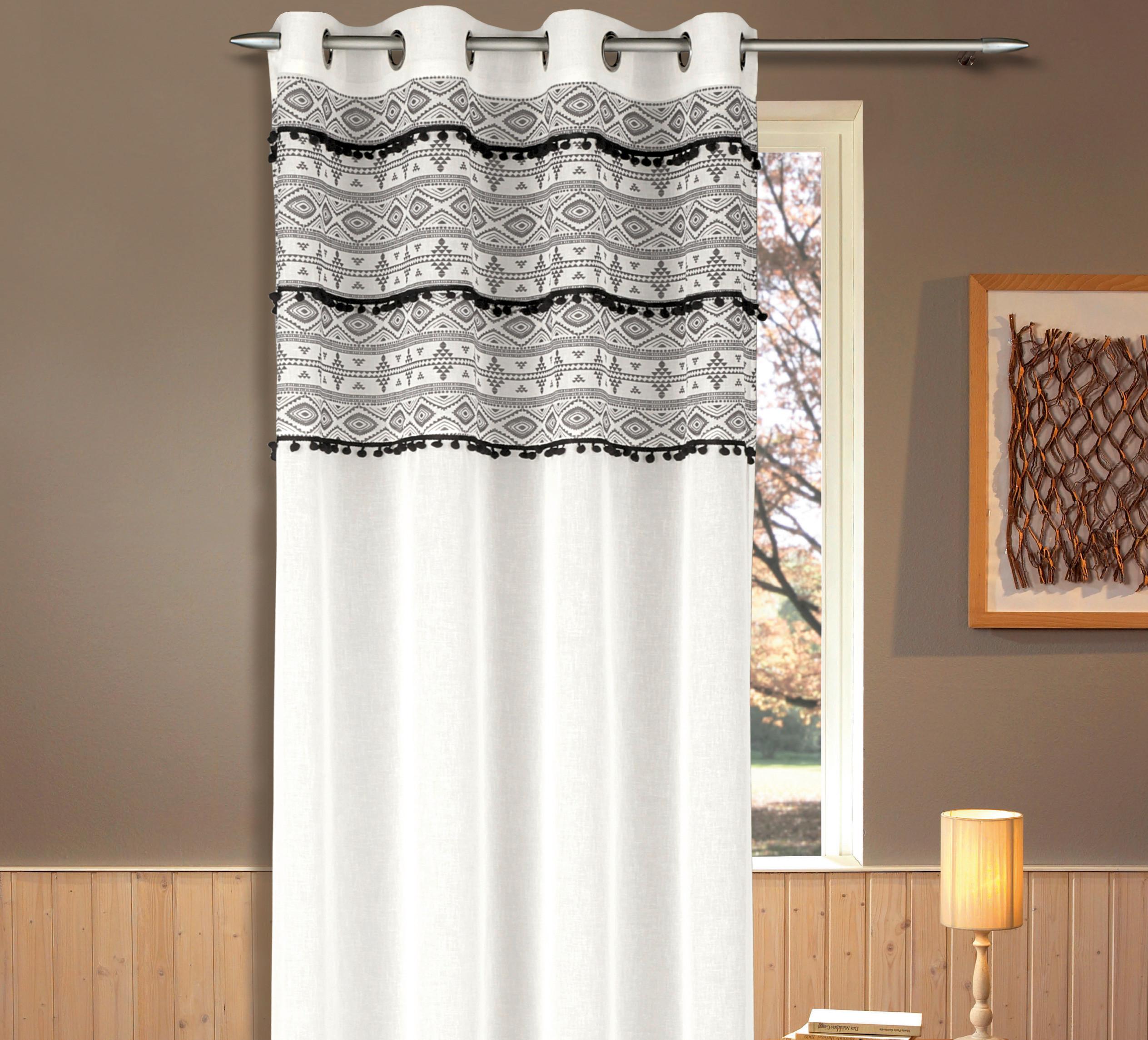 Vorhang Mit Ösen Letizia 135x245 Cm Schwarz/weiß - Schwarz/Weiß, ROMANTIK / LANDHAUS, Textil (135/245cm) - James Wood